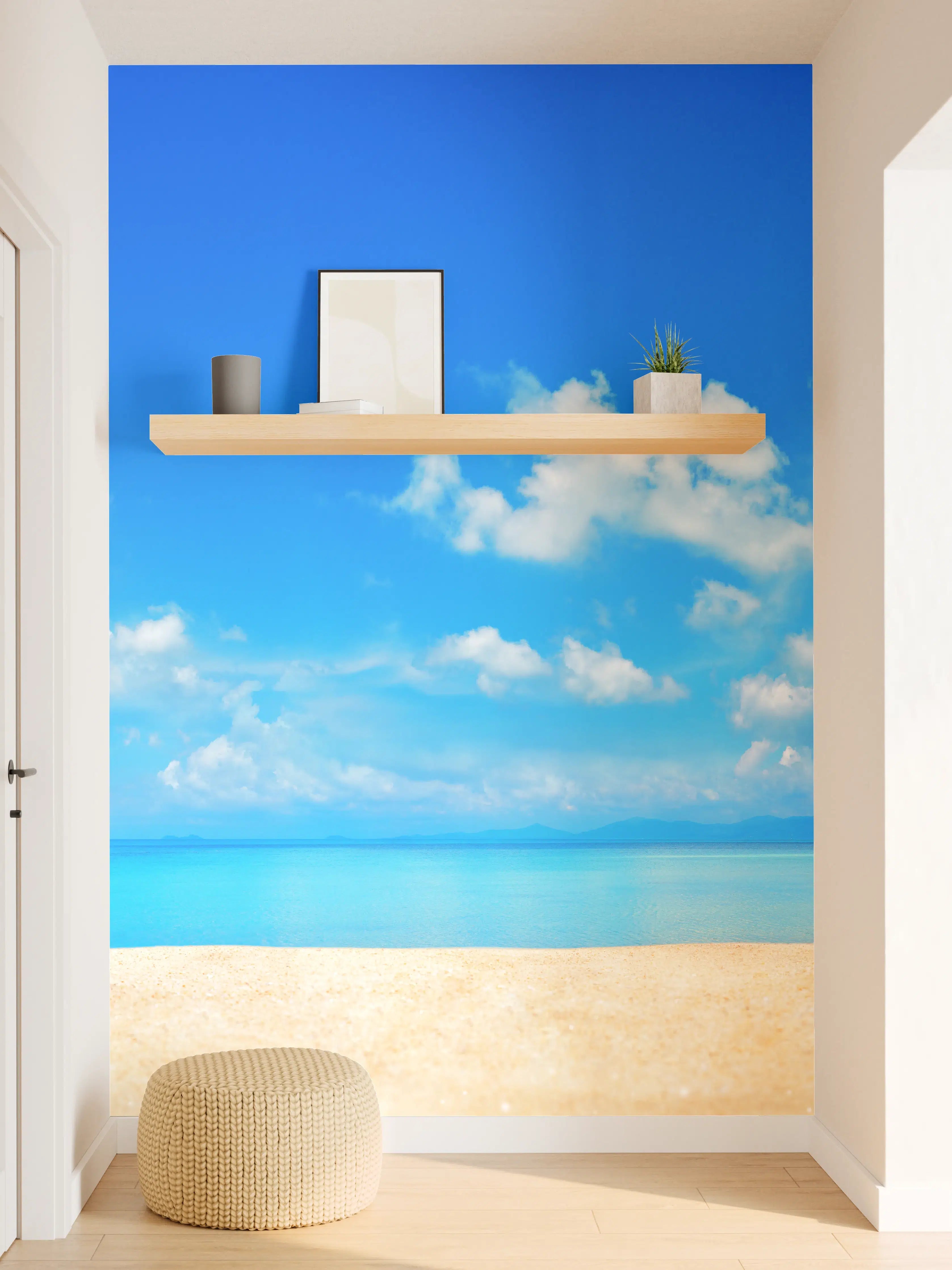 Wandverkleidung Flur - Strandlandschaft unter blauem Himmel