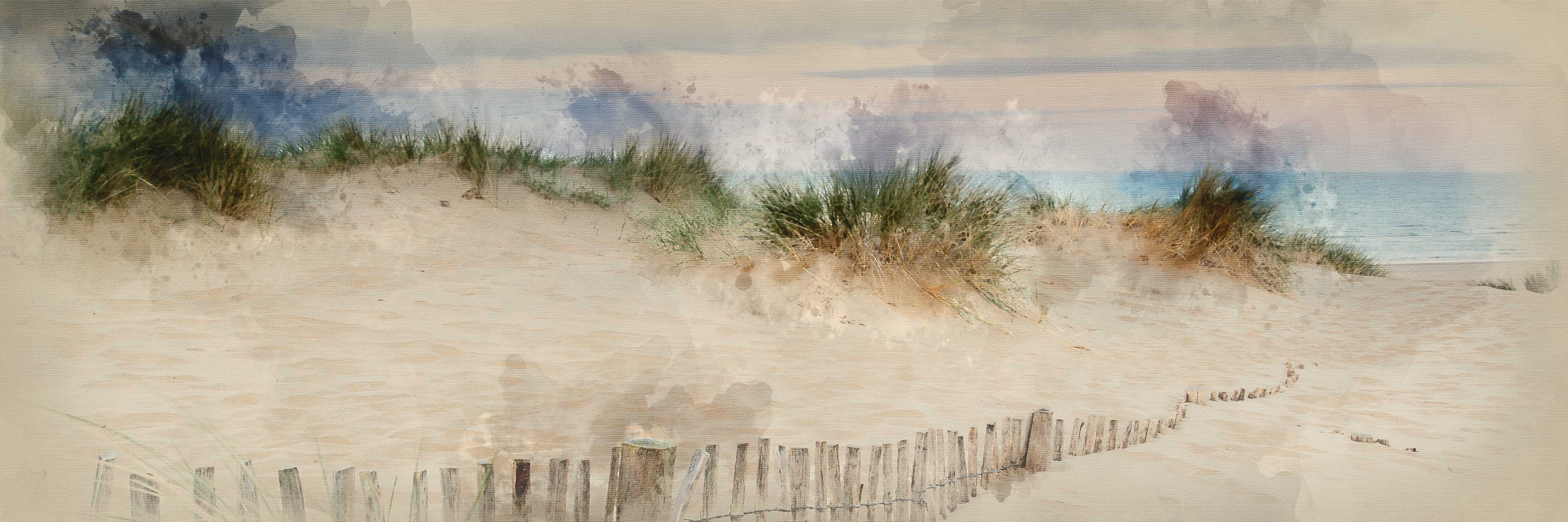 Wandverkleidung Flur-Strandpanorama in sanften Pastellfarben