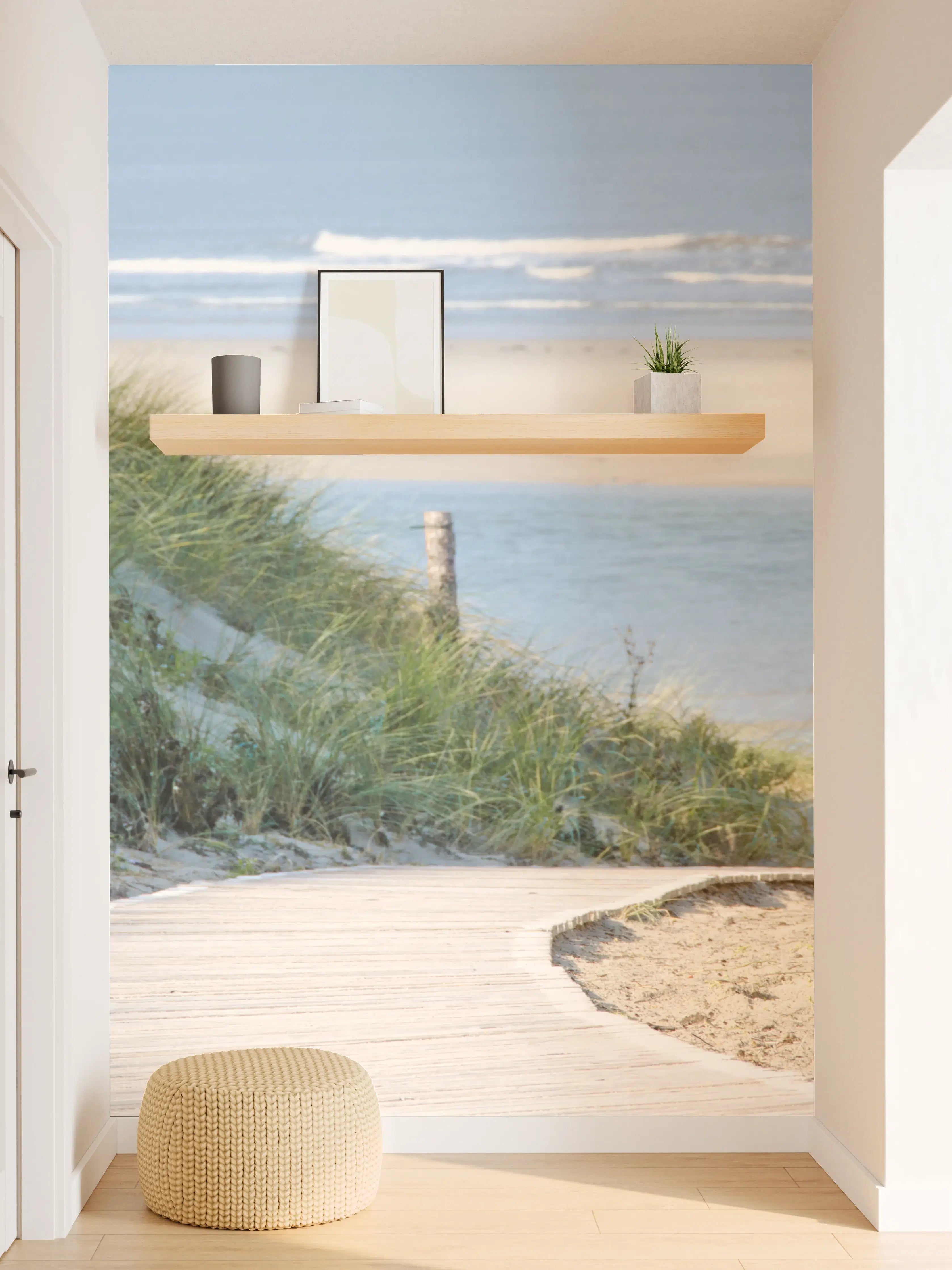 Wandverkleidung Flur - Strandweg am Meer mit Dünen und Himmel