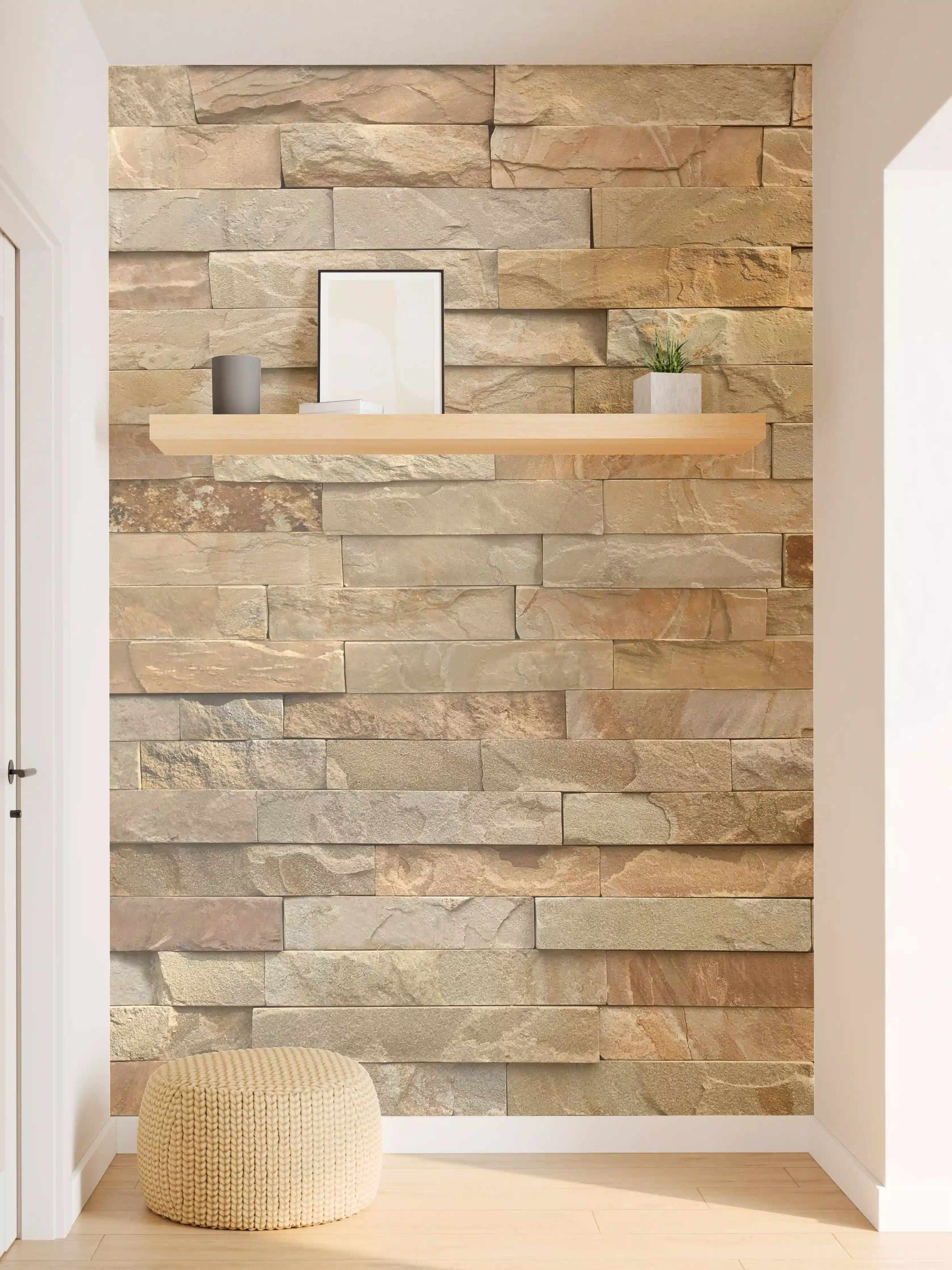 Wandverkleidung Flur - Streifiges Steinwandmuster