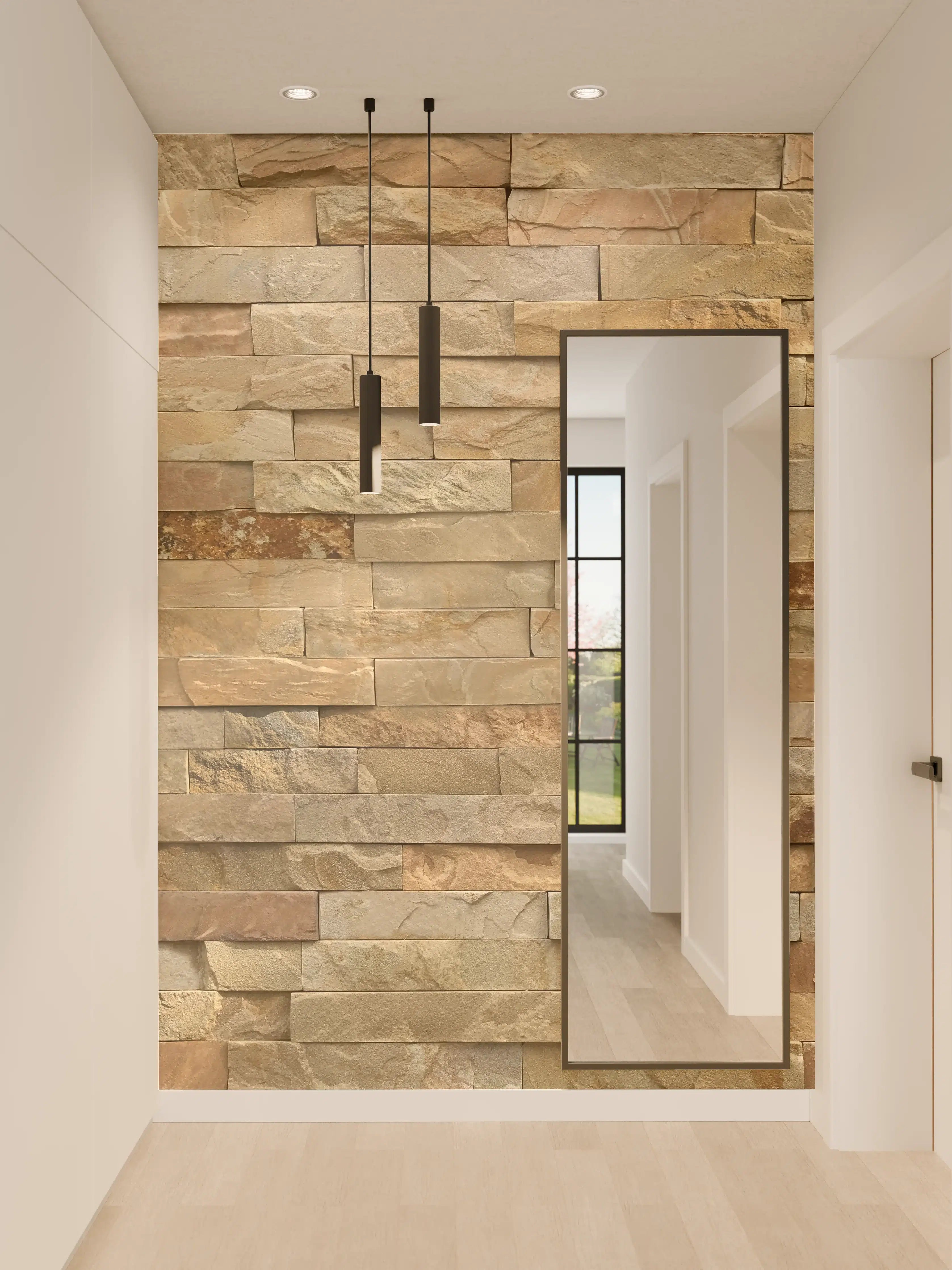 Wandverkleidung Flur - Streifiges Steinwandmuster