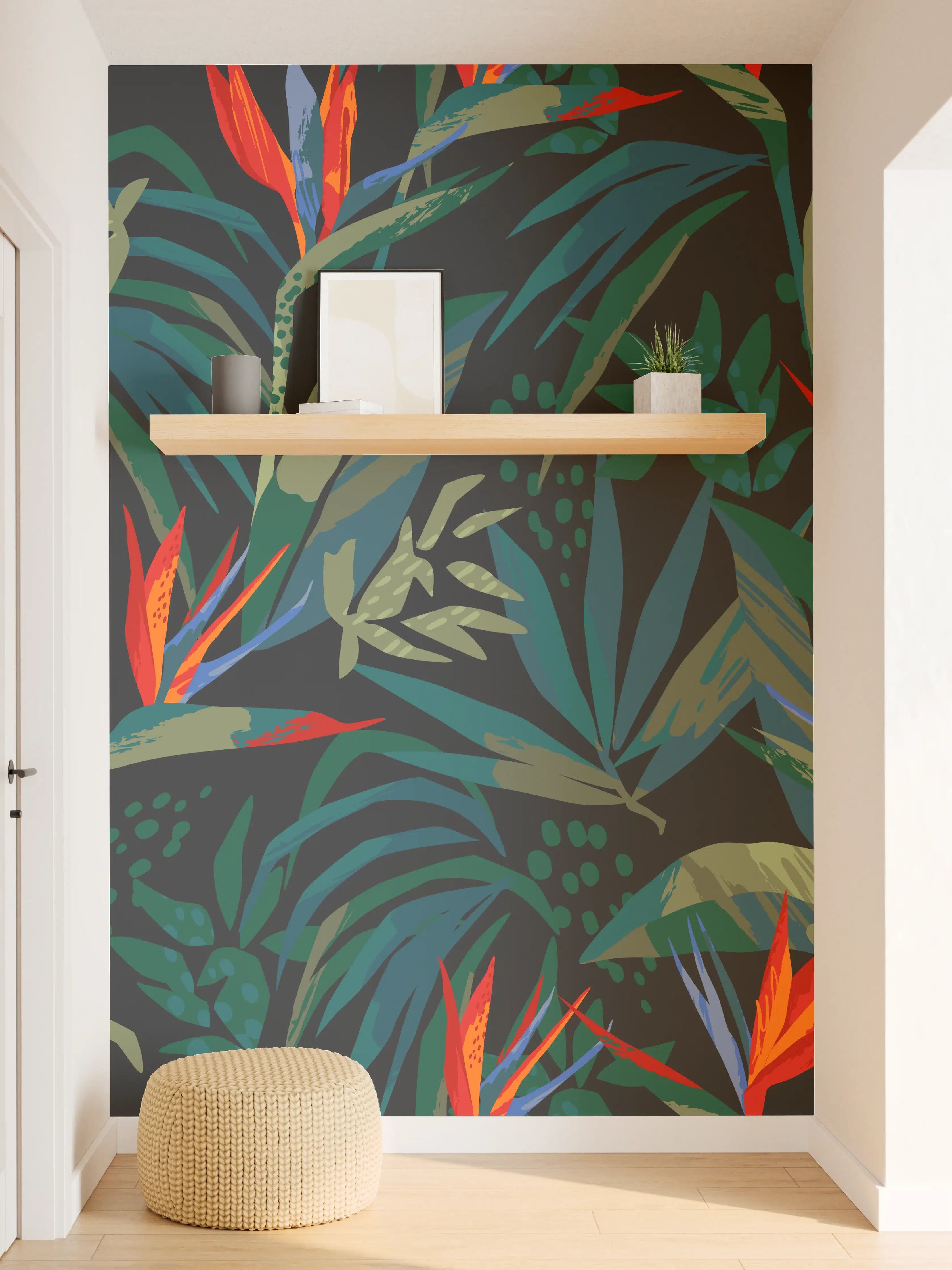 Wandverkleidung Flur - Strelitzia Tropenwald-Motiv