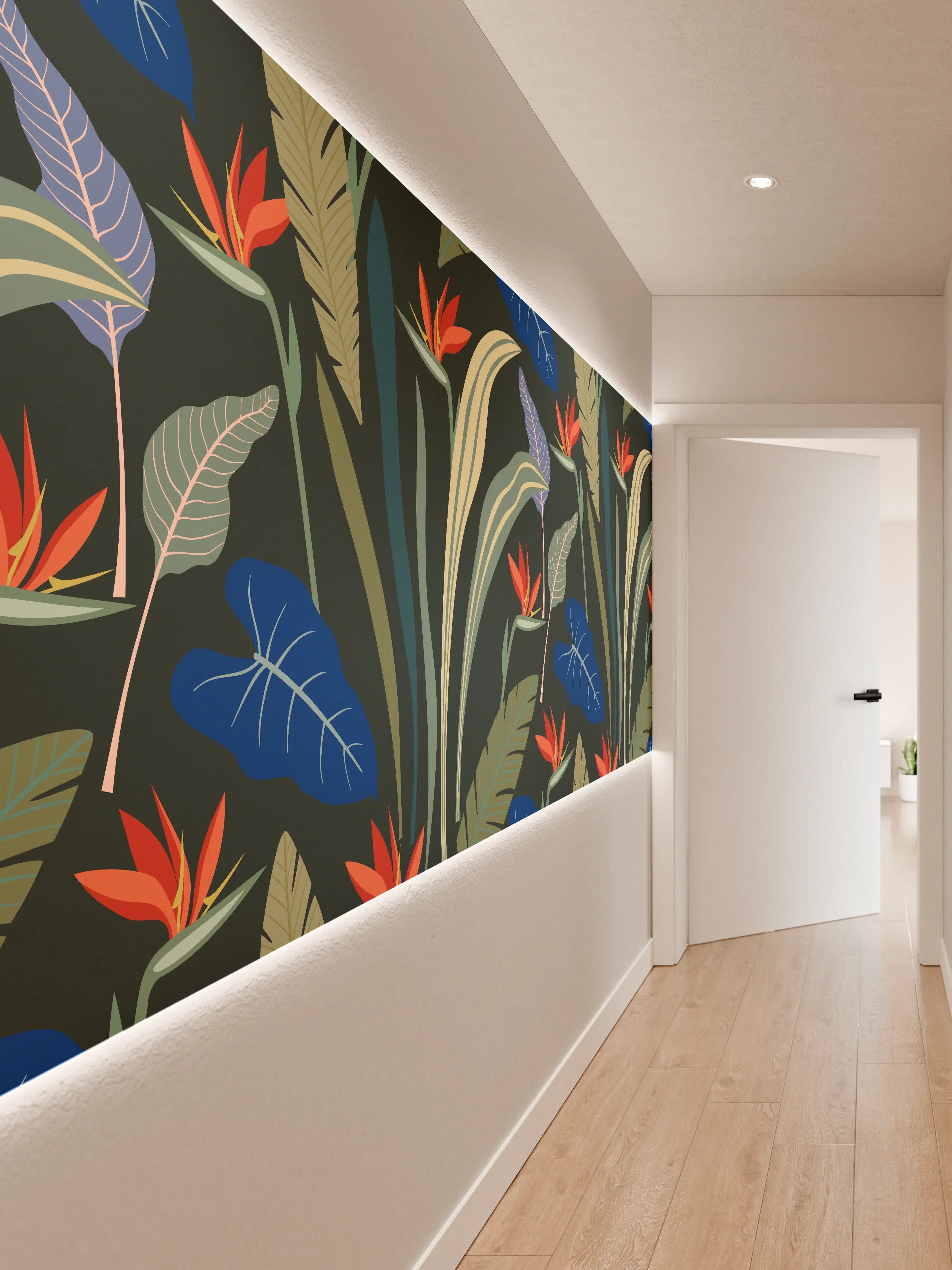 Wandverkleidung Flur - Strelitzia Tropische Blütenpracht