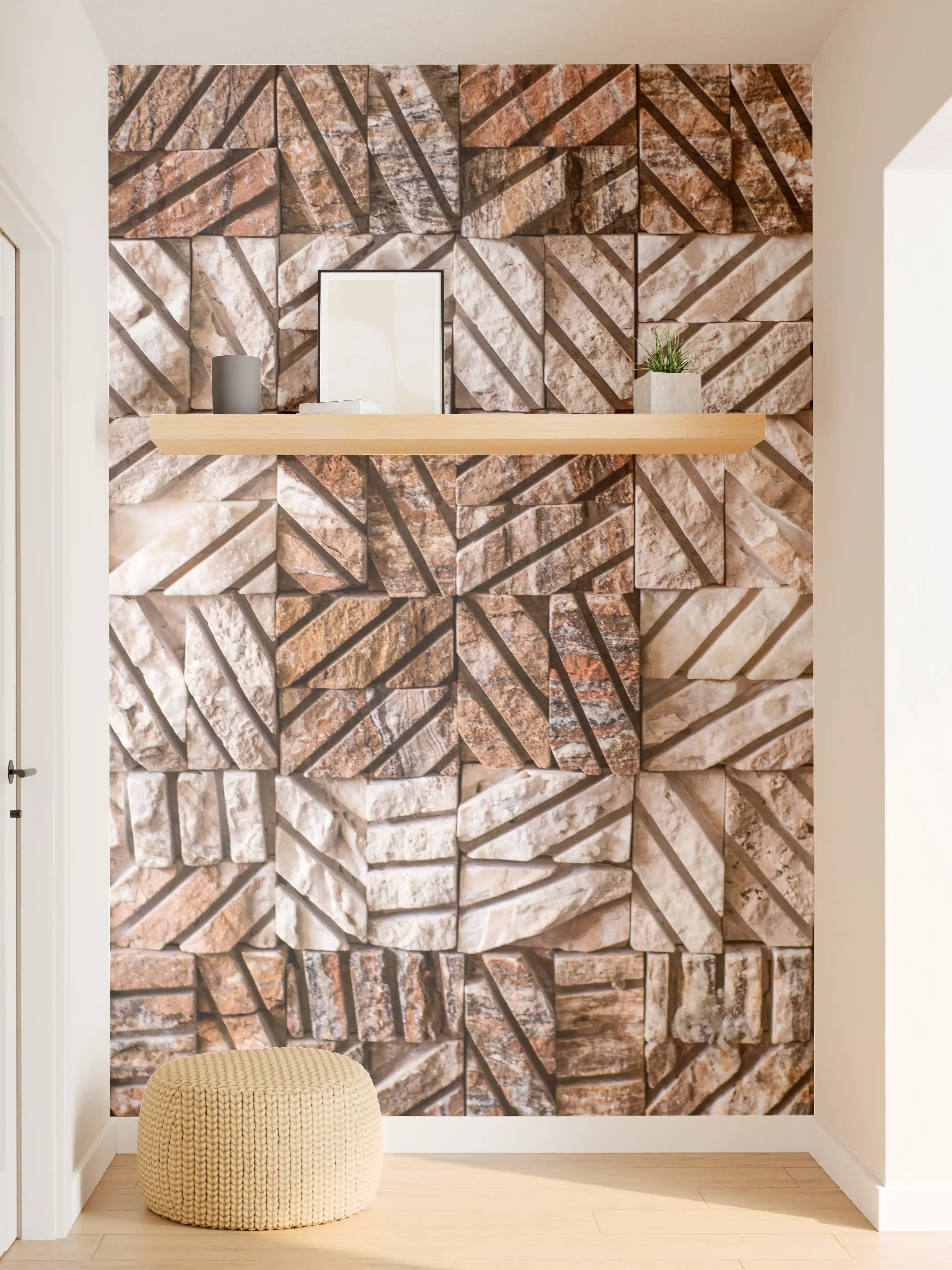 Wandverkleidung Flur - Strukturierte Mosaik-Wand aus Naturstein