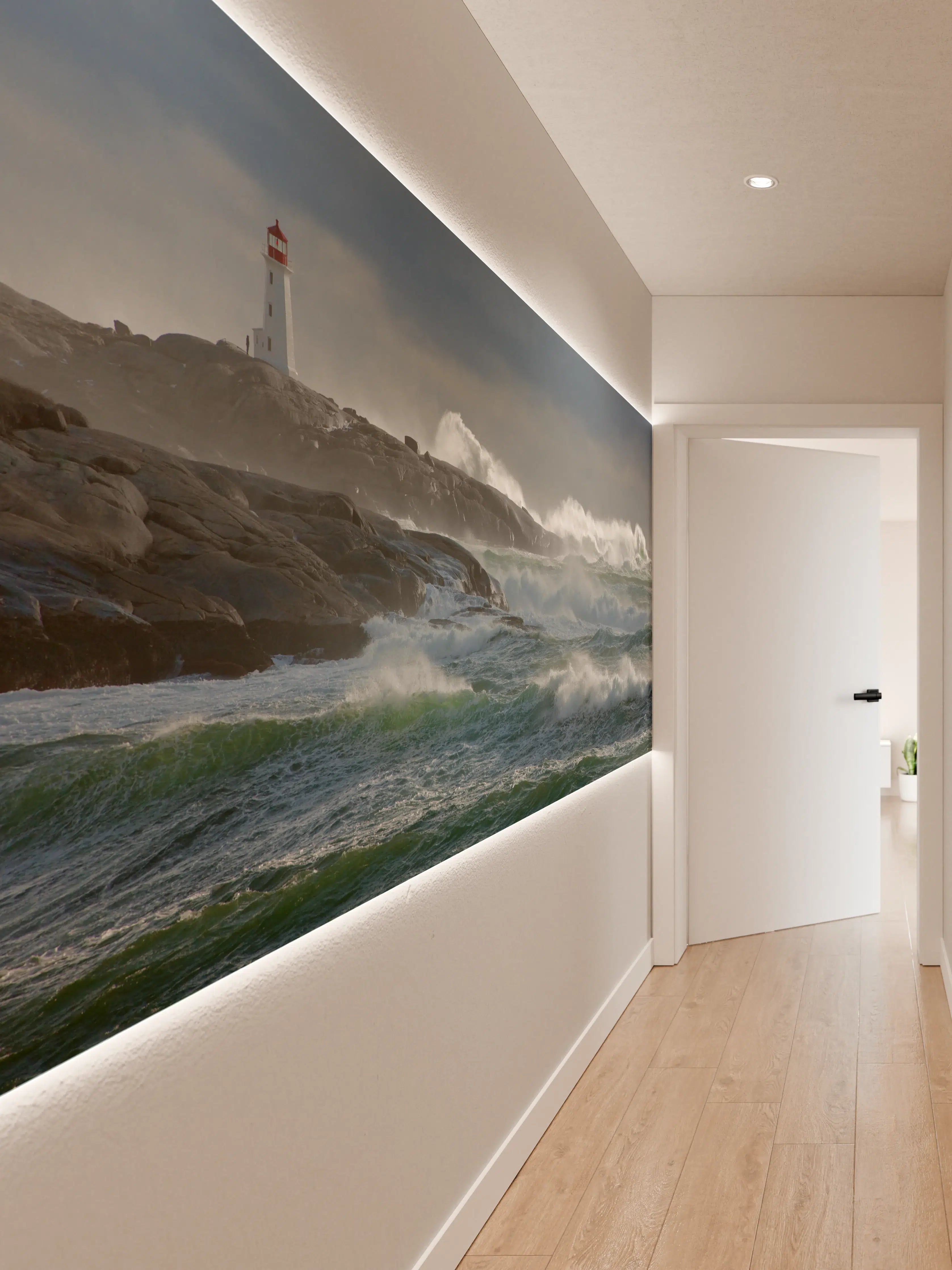 Wandverkleidung Flur - Stürmische Meeresküste bei Wind und Wellen