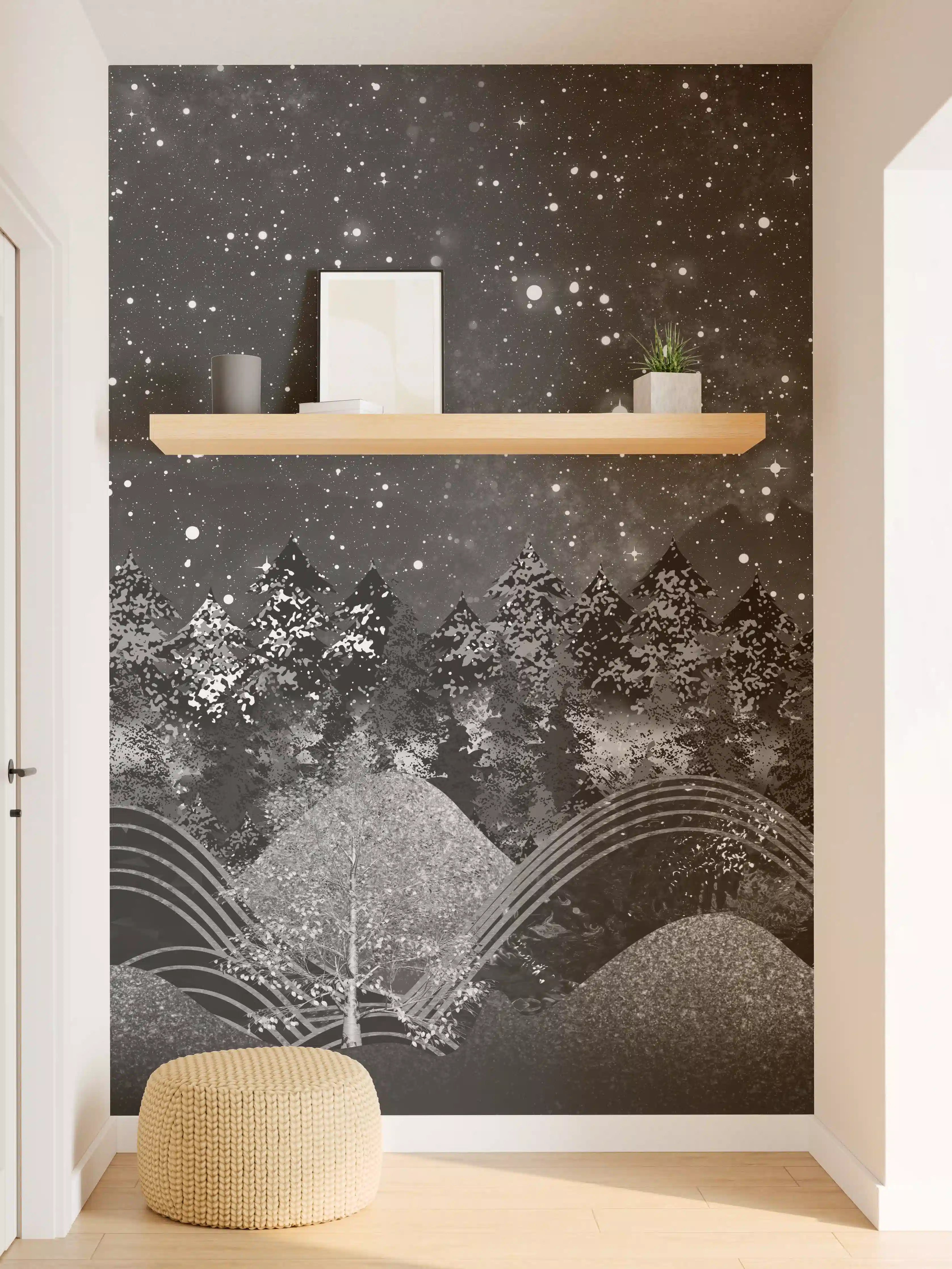 Wandverkleidung Flur - Tapete einer Landschaft - 3D