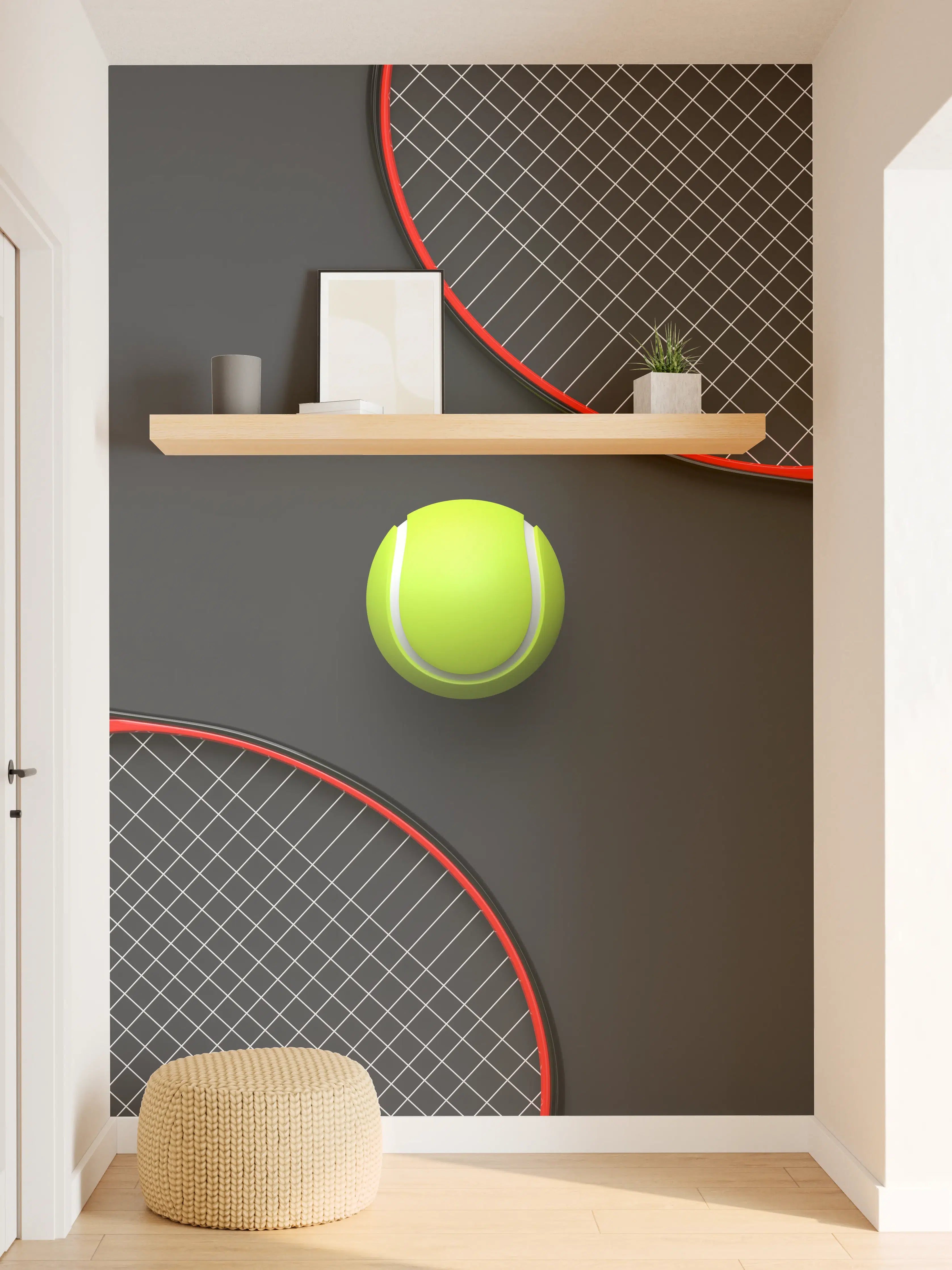 Wandverkleidung Flur - Tennis - 3D Render