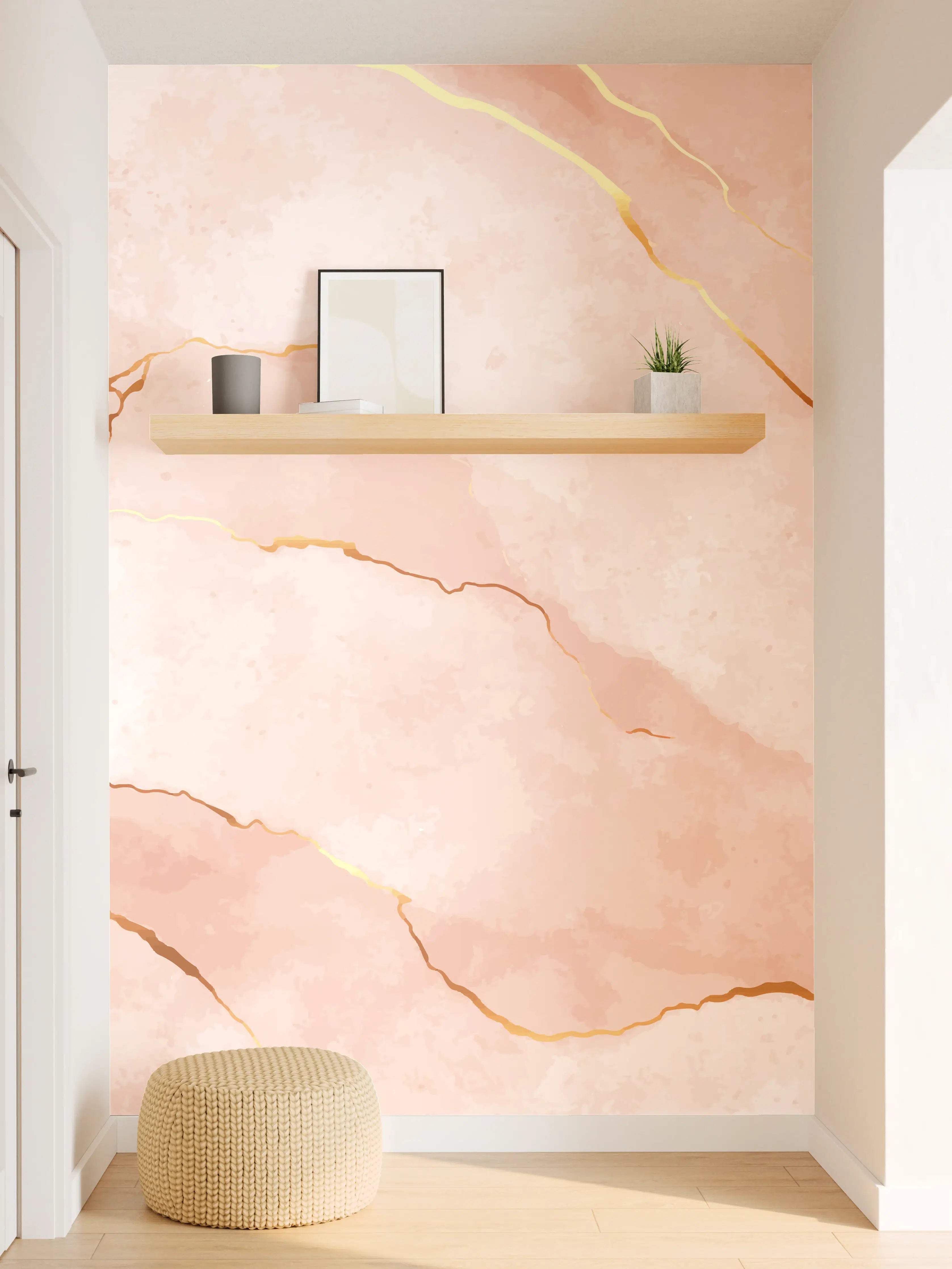 Wandverkleidung Flur - Textur in Roségold - Marmor