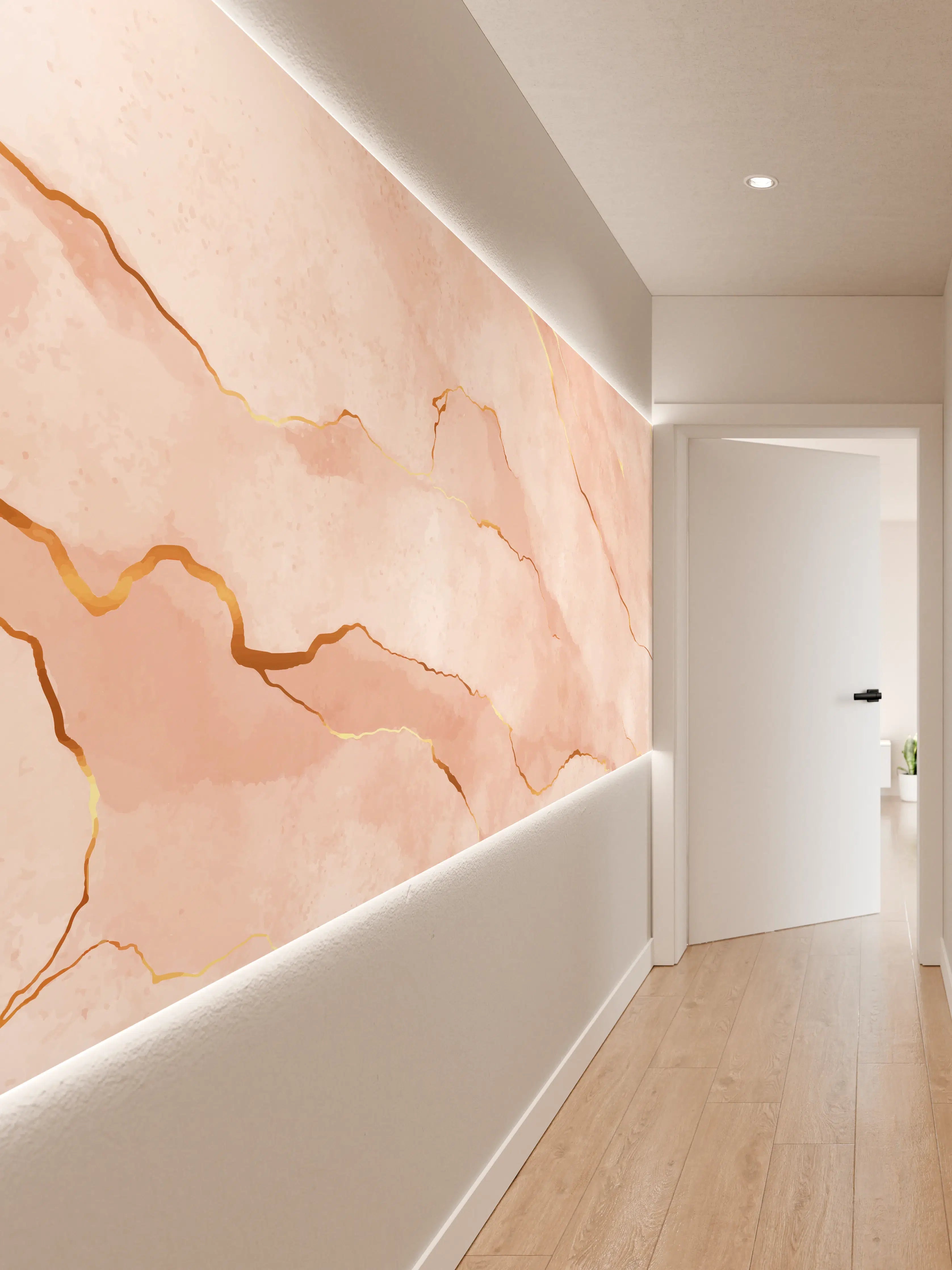 Wandverkleidung Flur - Textur in Roségold - Marmor
