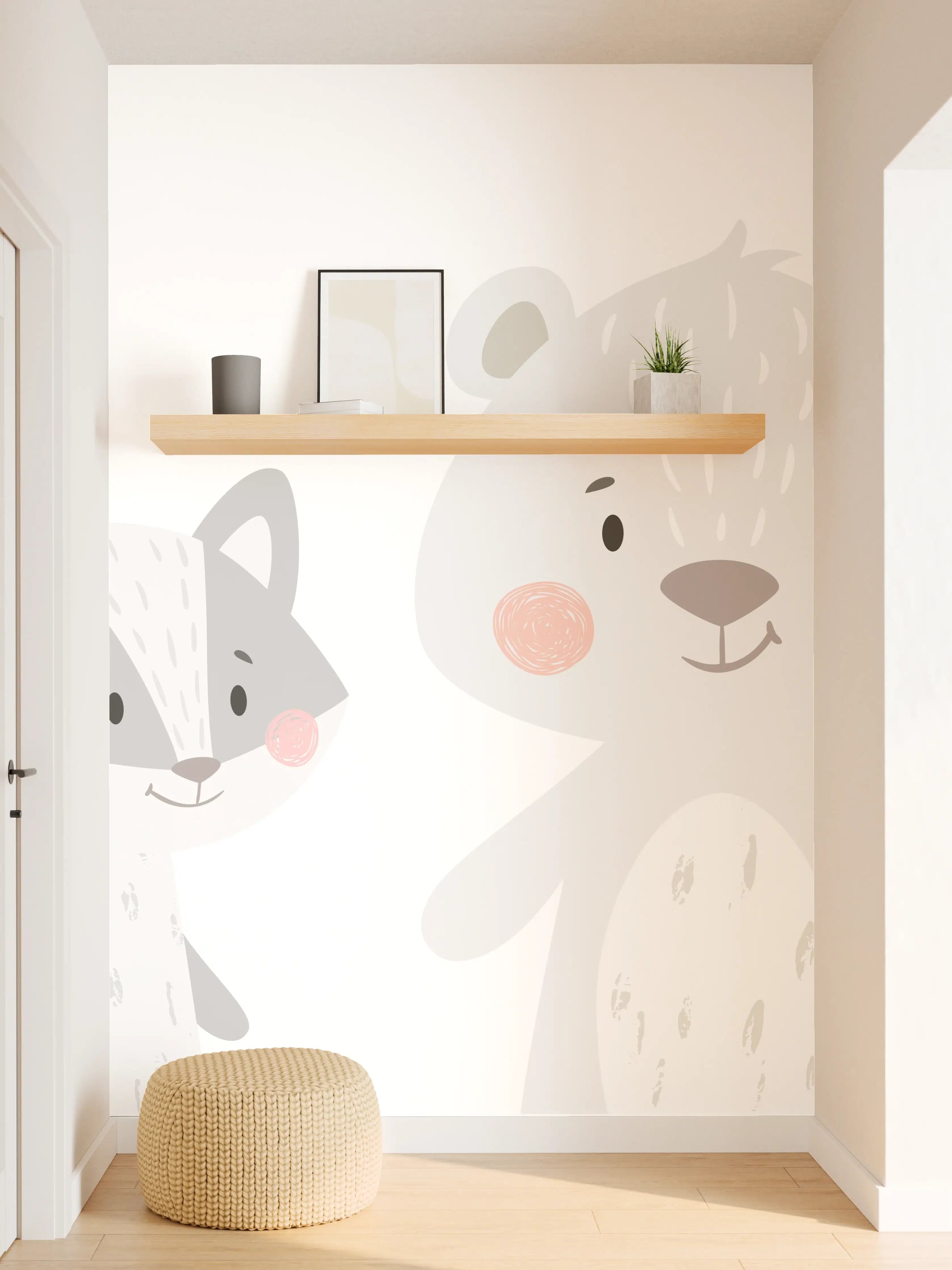 Wandverkleidung Flur - Tierfreunde Pastell Illustration