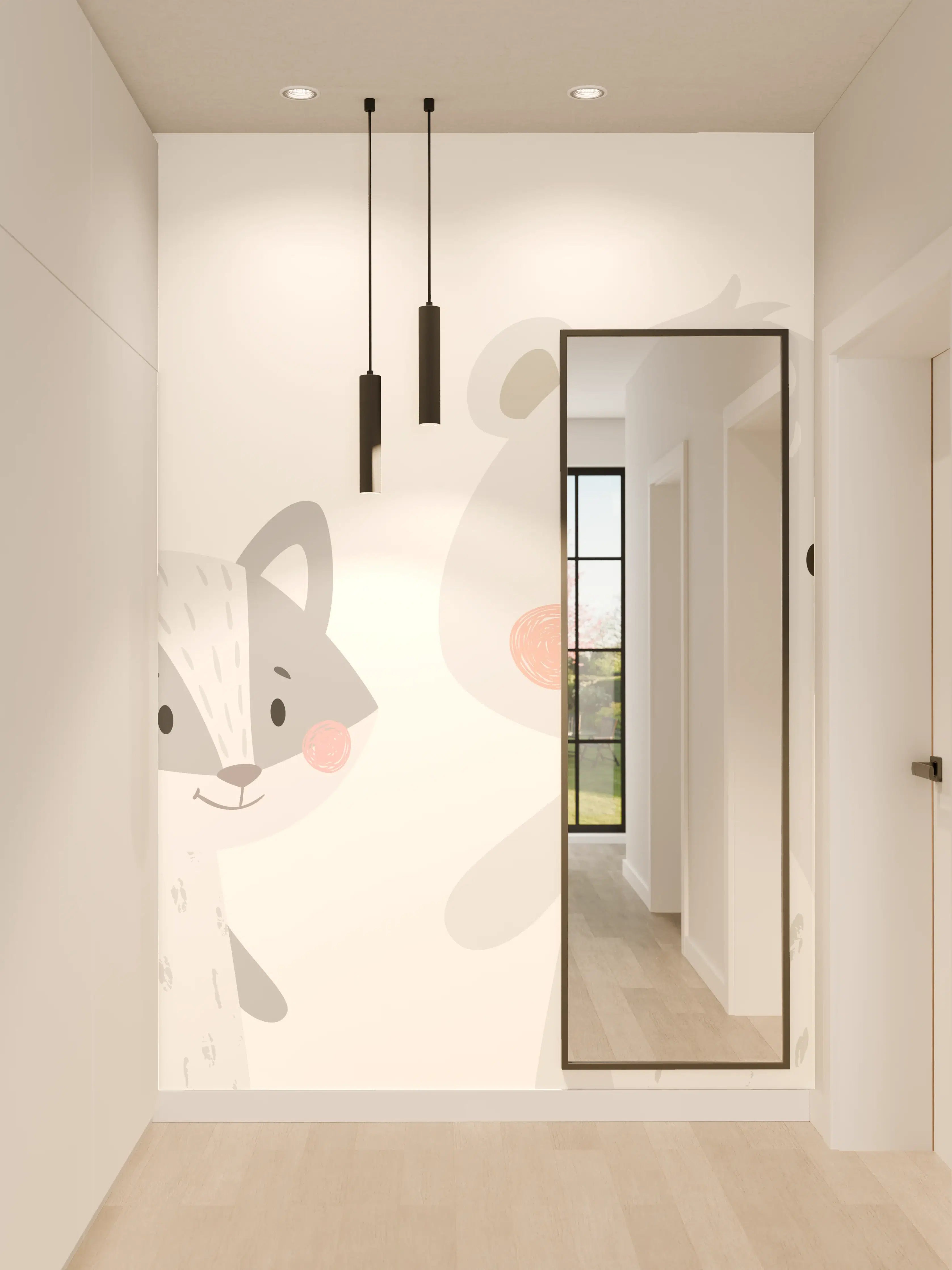 Wandverkleidung Flur - Tierfreunde Pastell Illustration