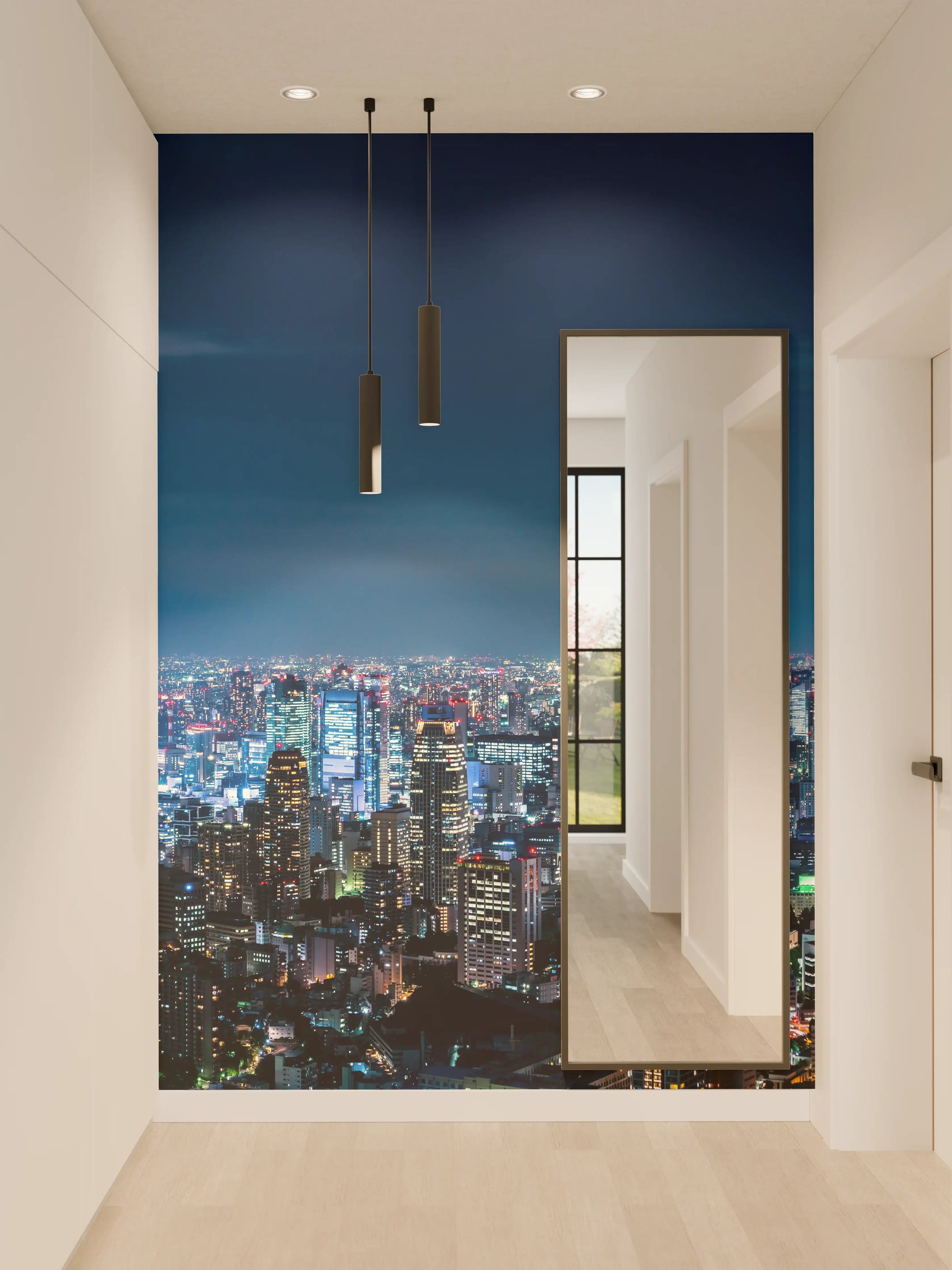 Wandverkleidung Flur - Tokio Skyline bei Nacht