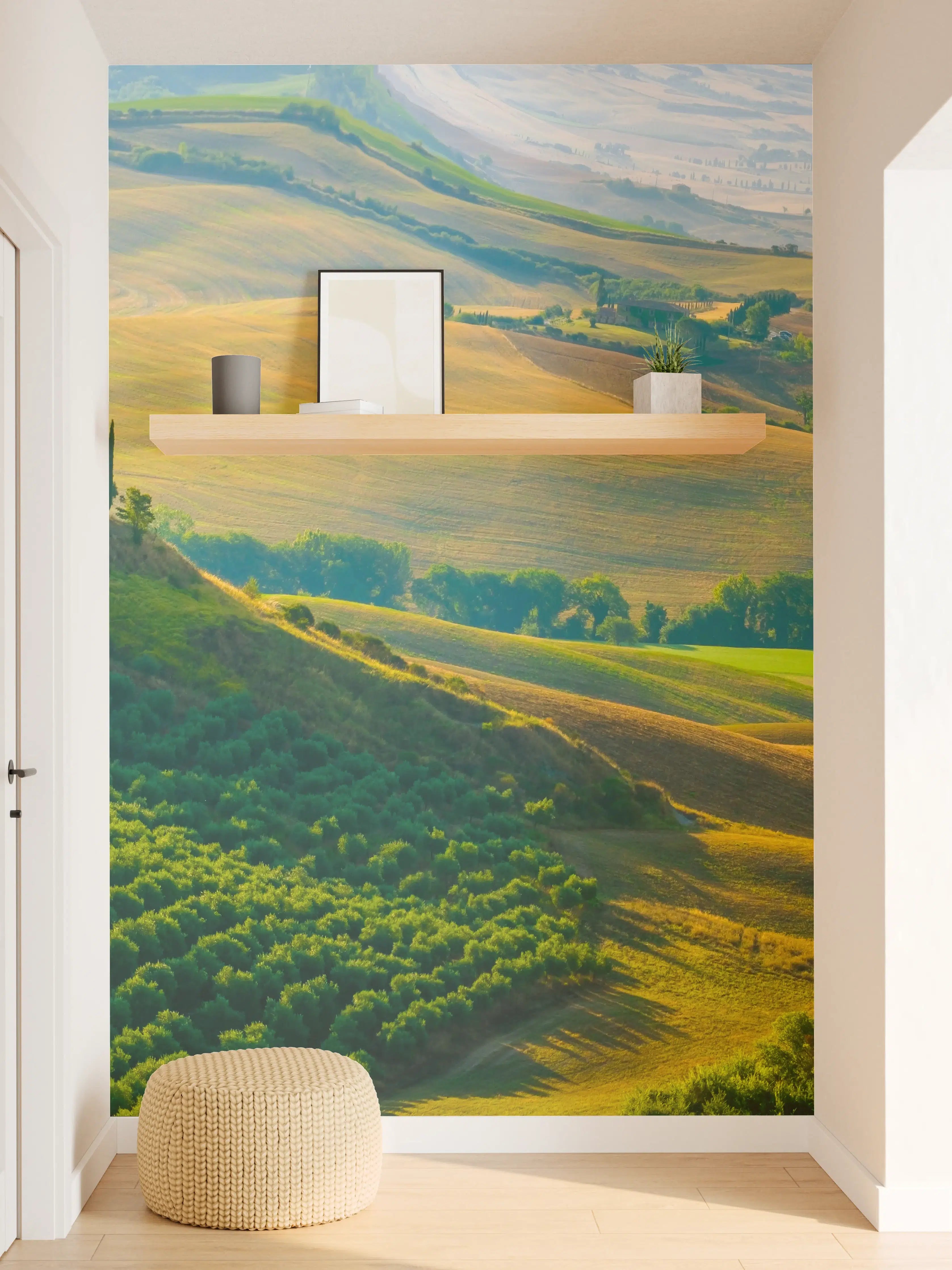 Wandverkleidung Flur - Toskana Hügel in Grün