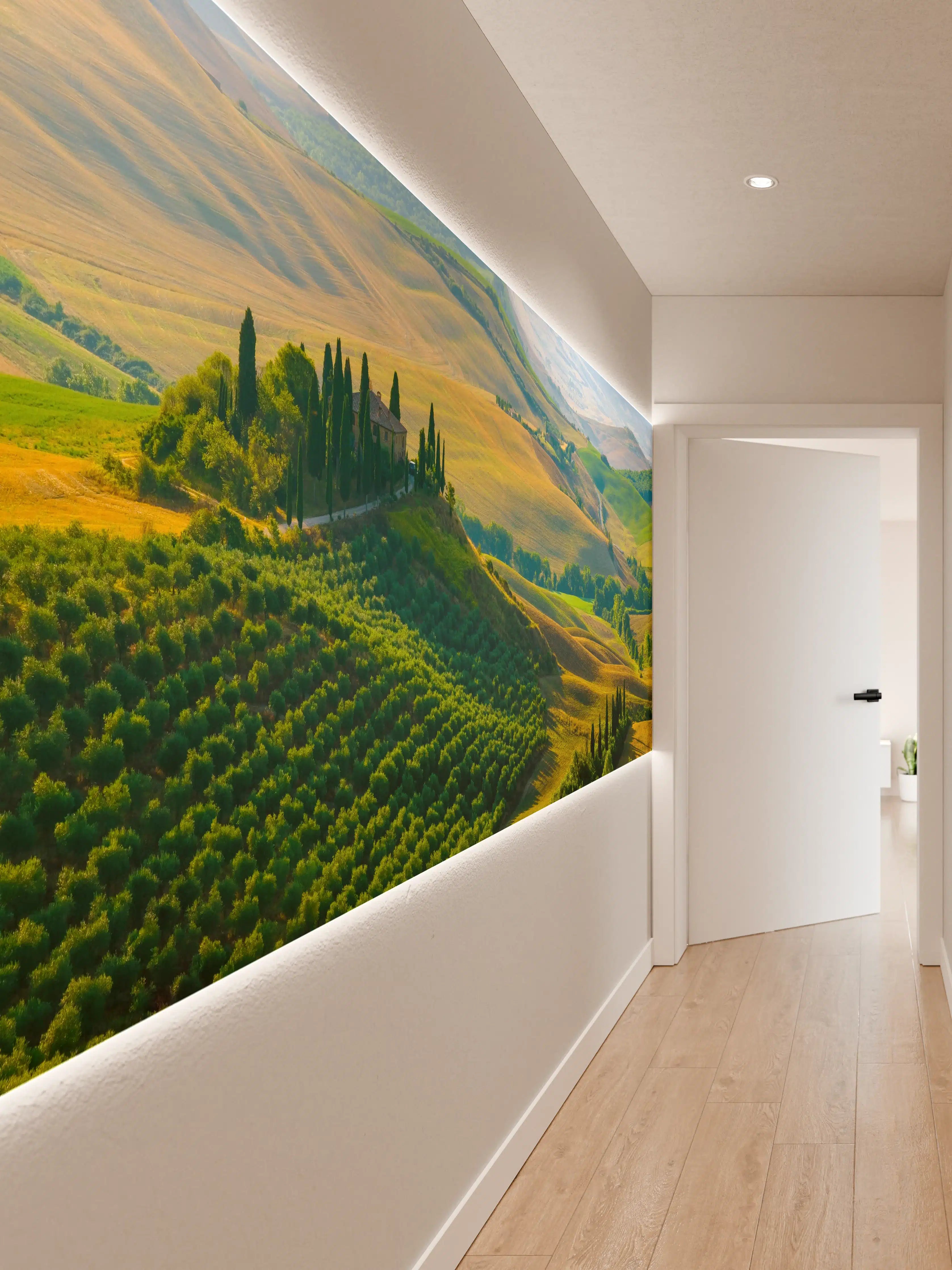 Wandverkleidung Flur - Toskana Hügel in Grün
