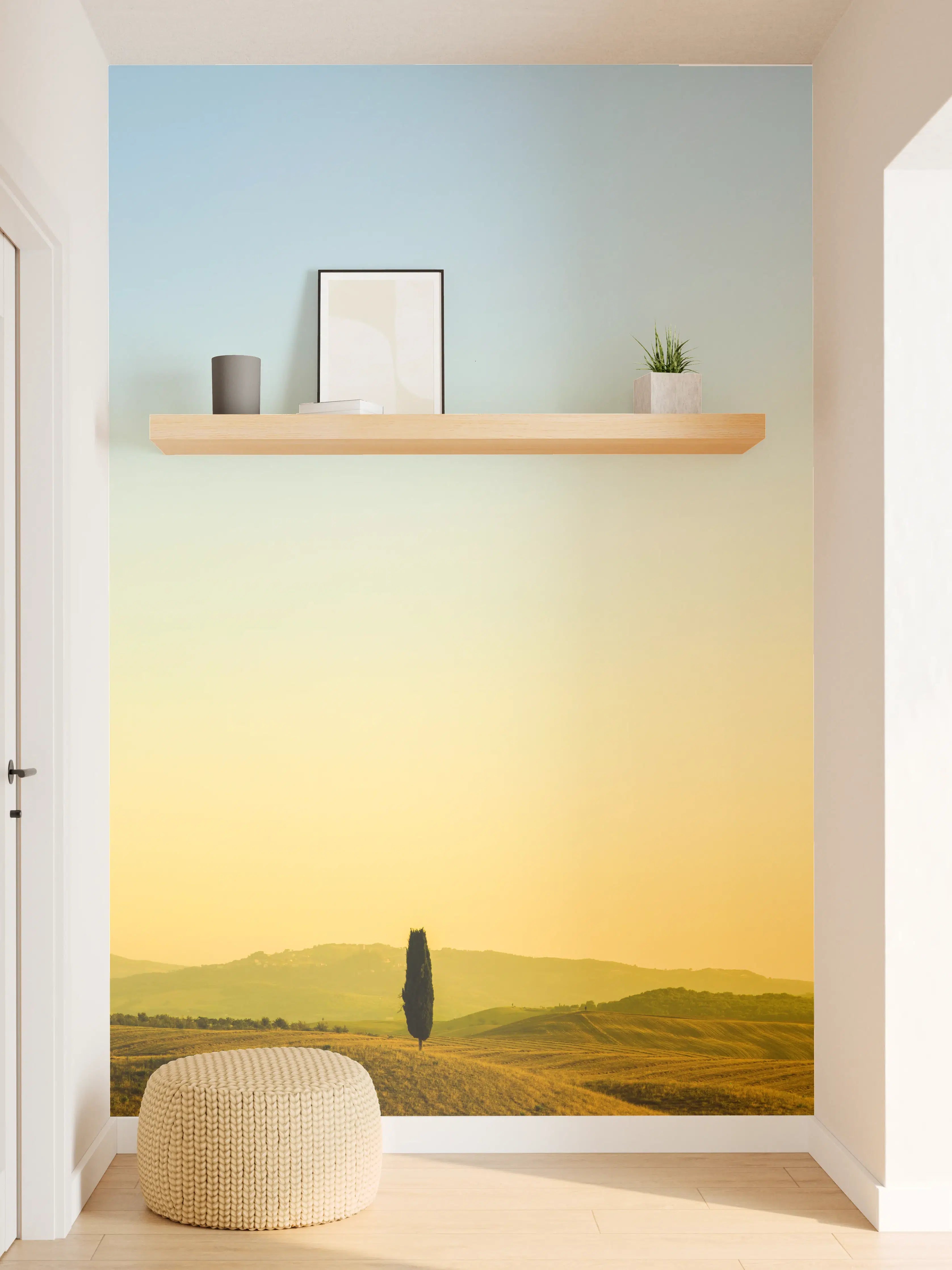 Wandverkleidung Flur - Toskanische Hügel im Abendlicht