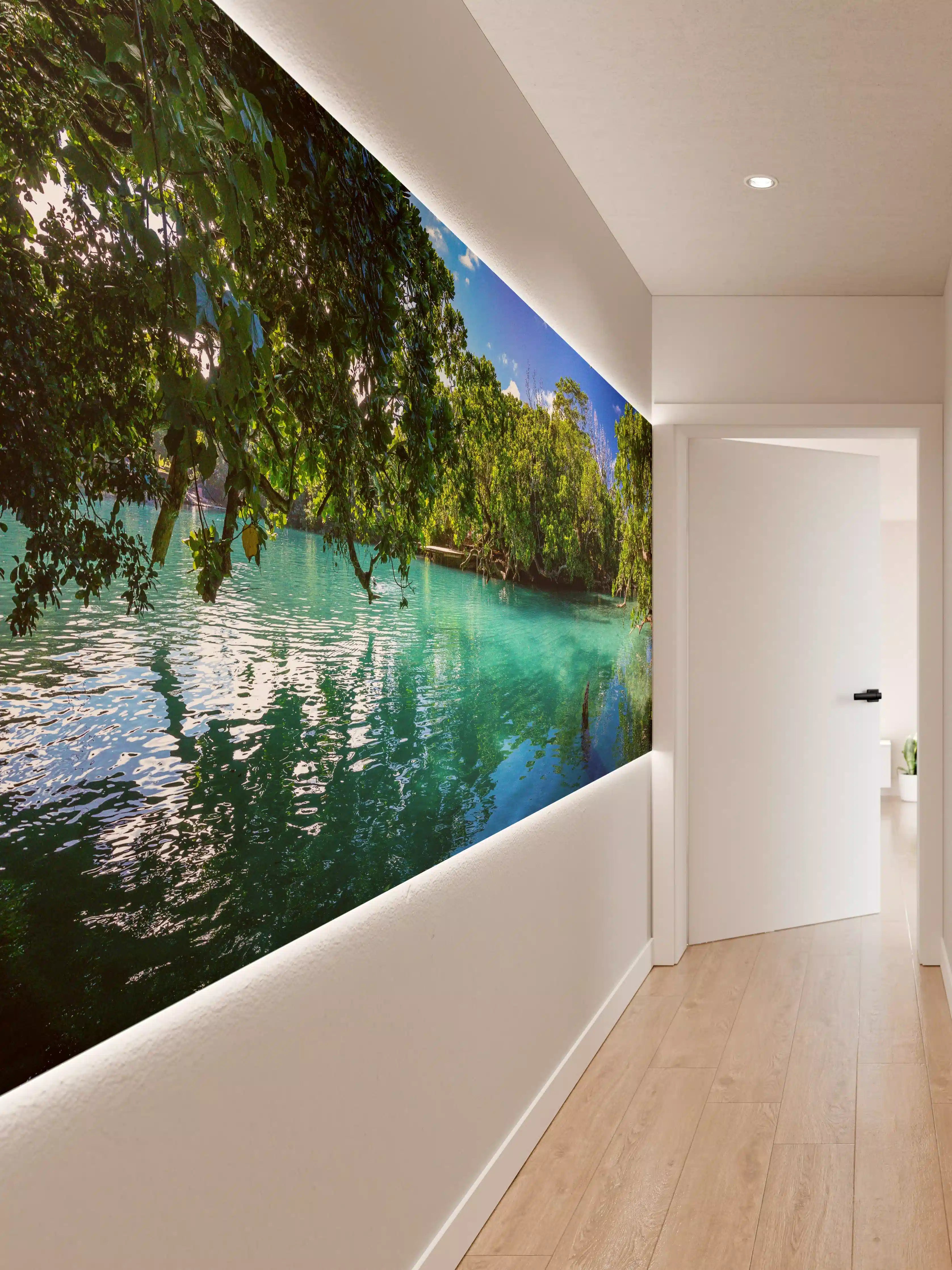 Wandverkleidung Flur - Traumhafte Flusslandschaft im Grünen