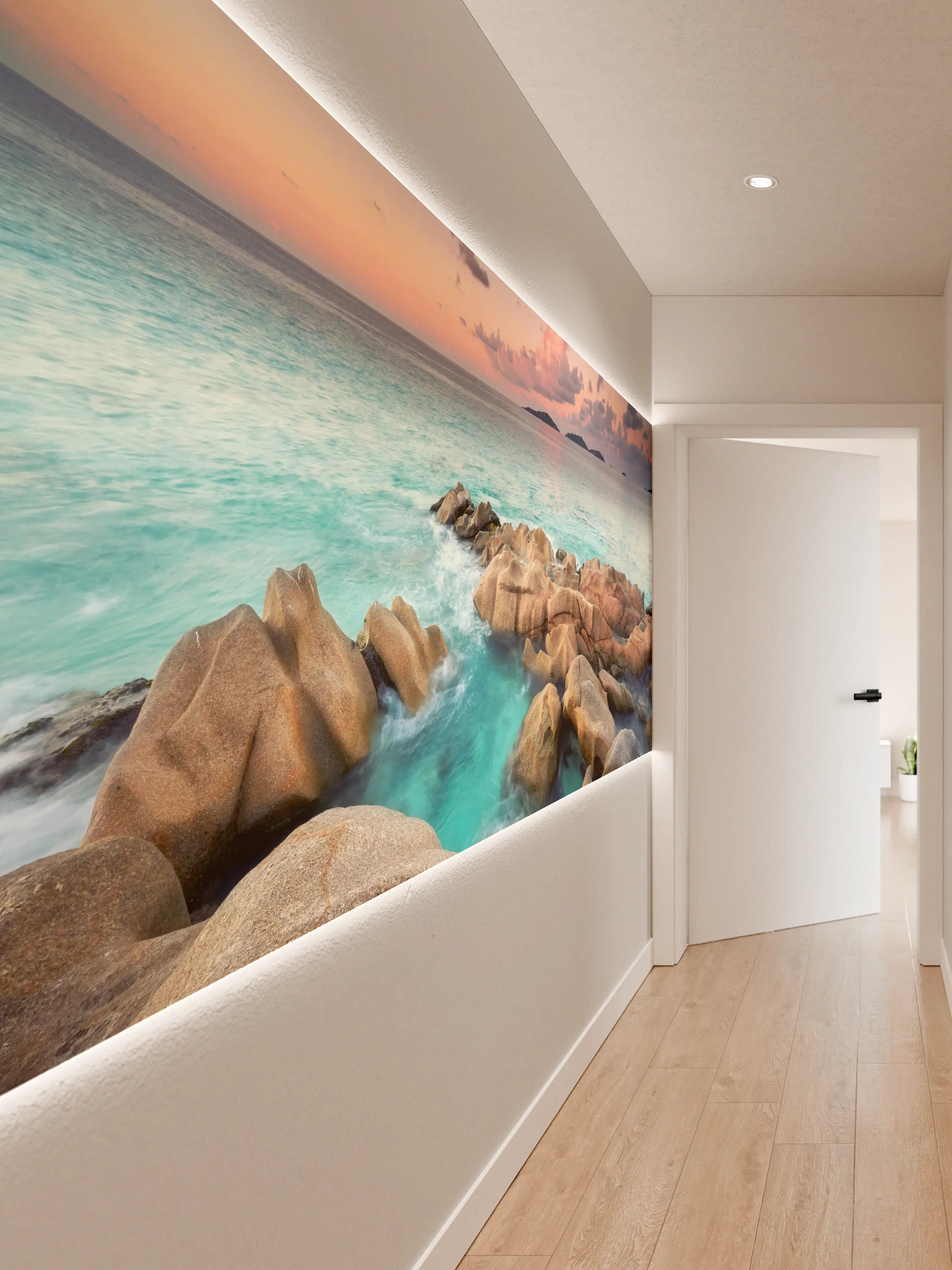 Wandverkleidung Flur - Traumhafte Küstenlandschaft bei Sonnenuntergang