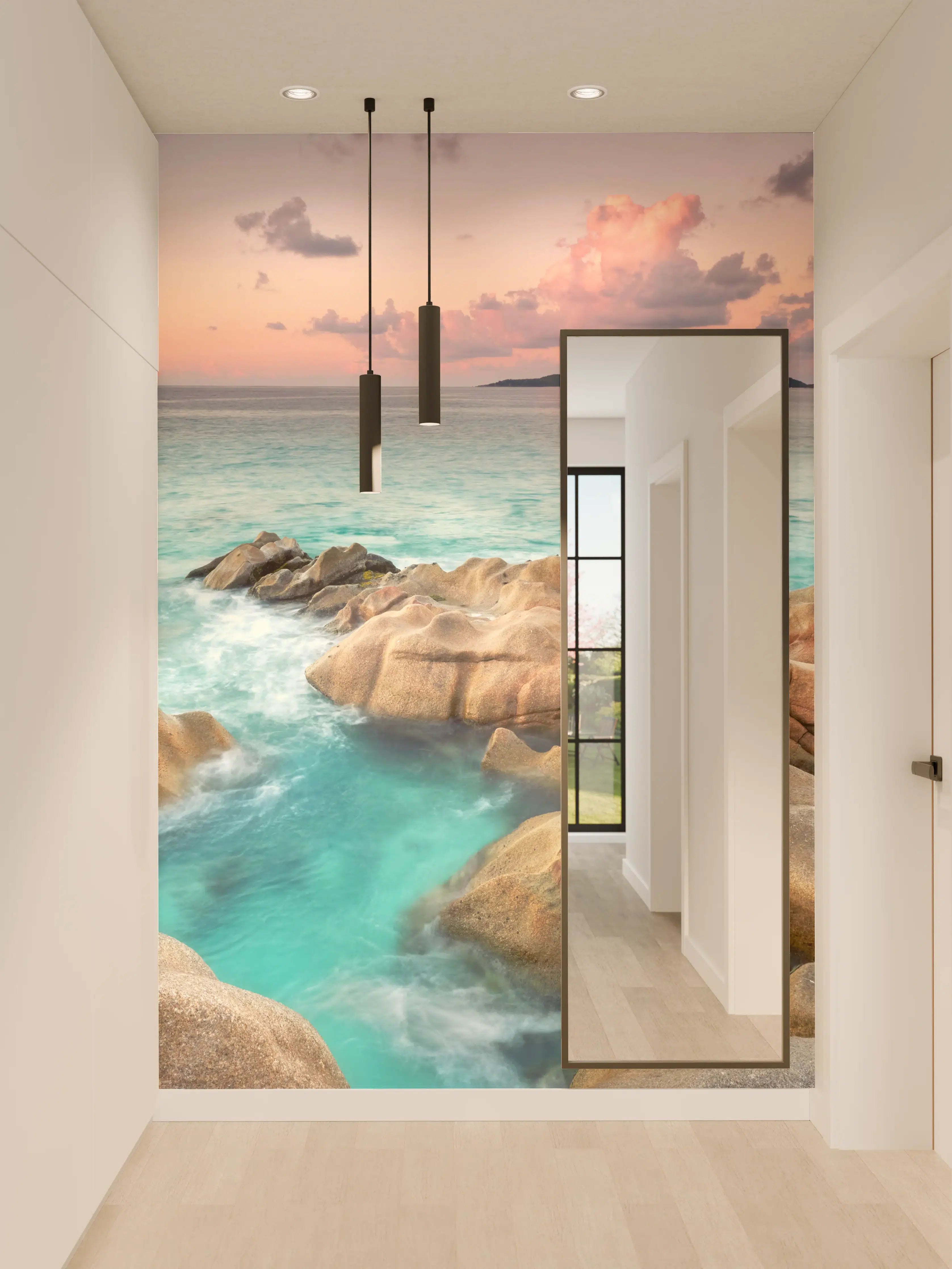 Wandverkleidung Flur - Traumhafte Küstenlandschaft bei Sonnenuntergang