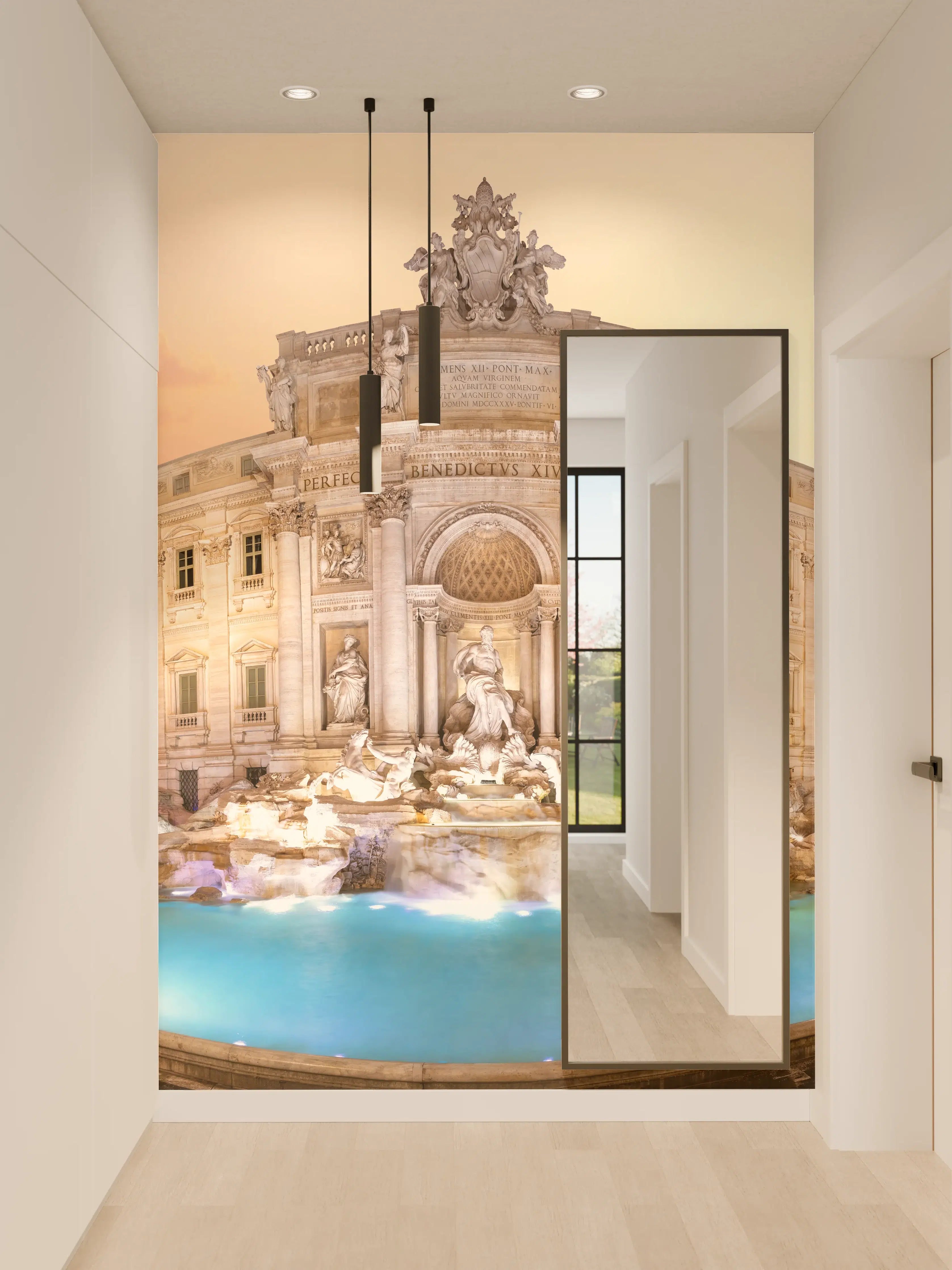 Wandverkleidung Flur - Trevi-Brunnen bei Sonnenaufgang