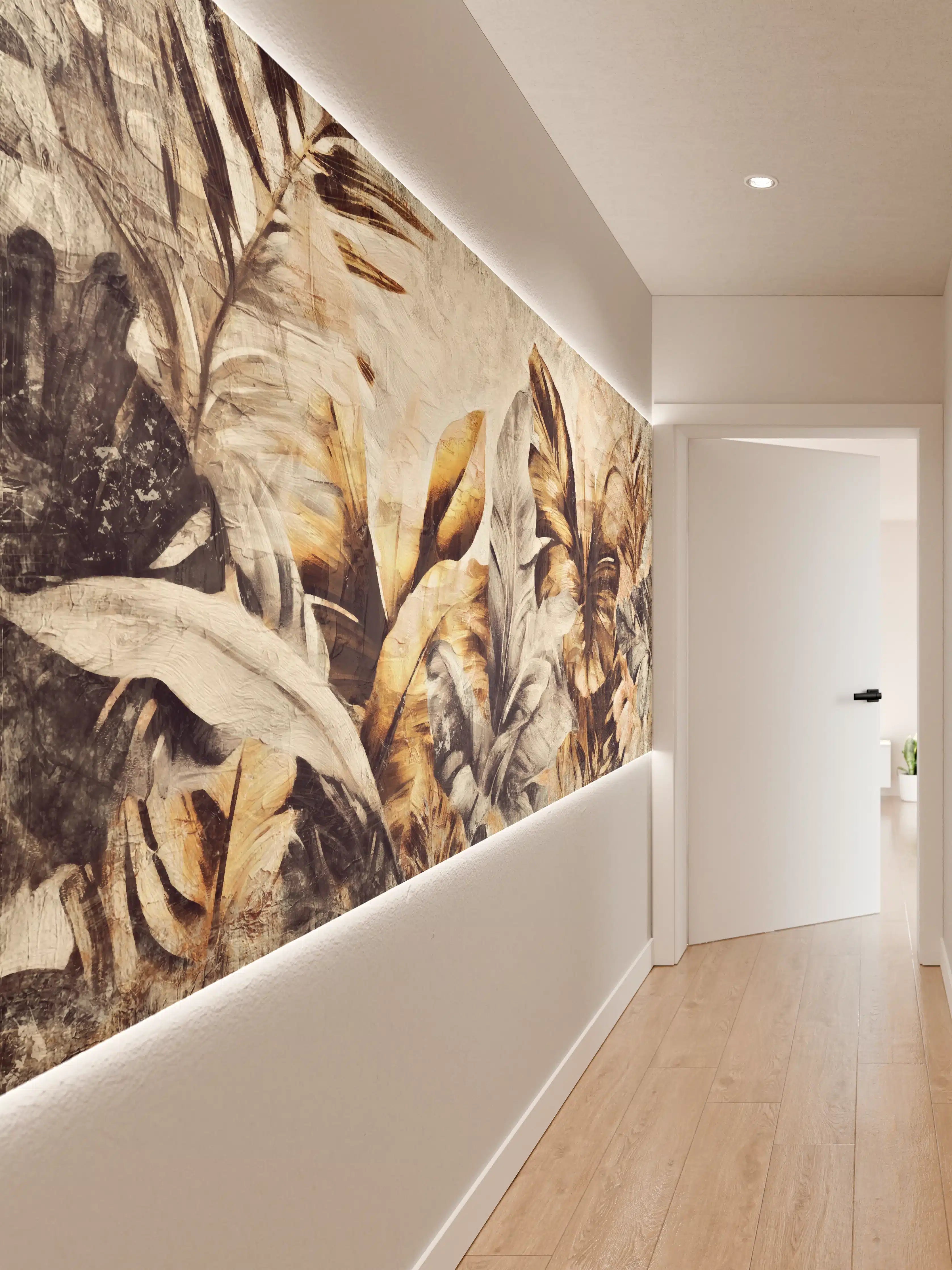 Wandverkleidung Flur - Tropische Dschungelpanorama-Kunst