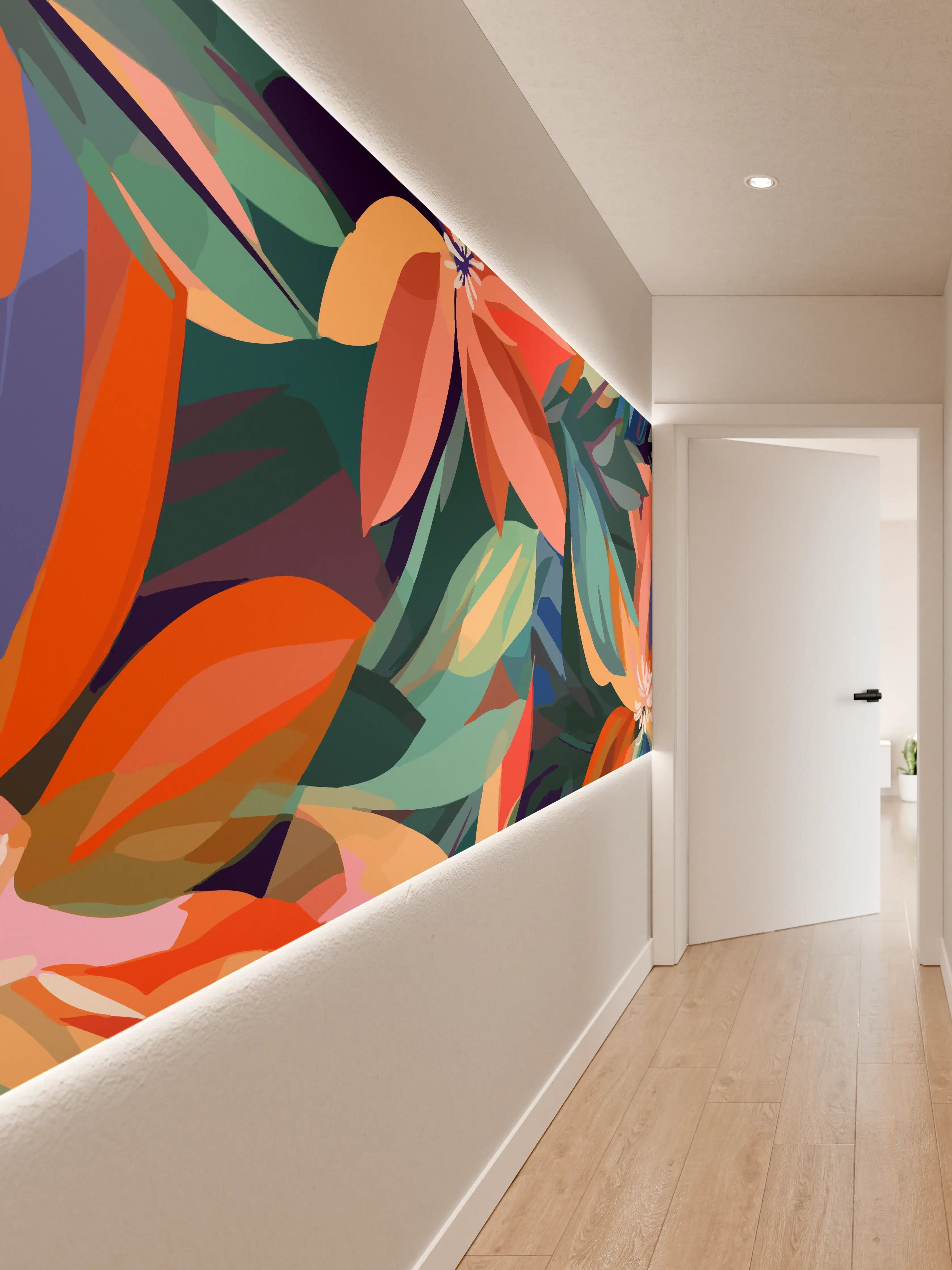 Wandverkleidung Flur - Tropische Petals Koralle-Grün