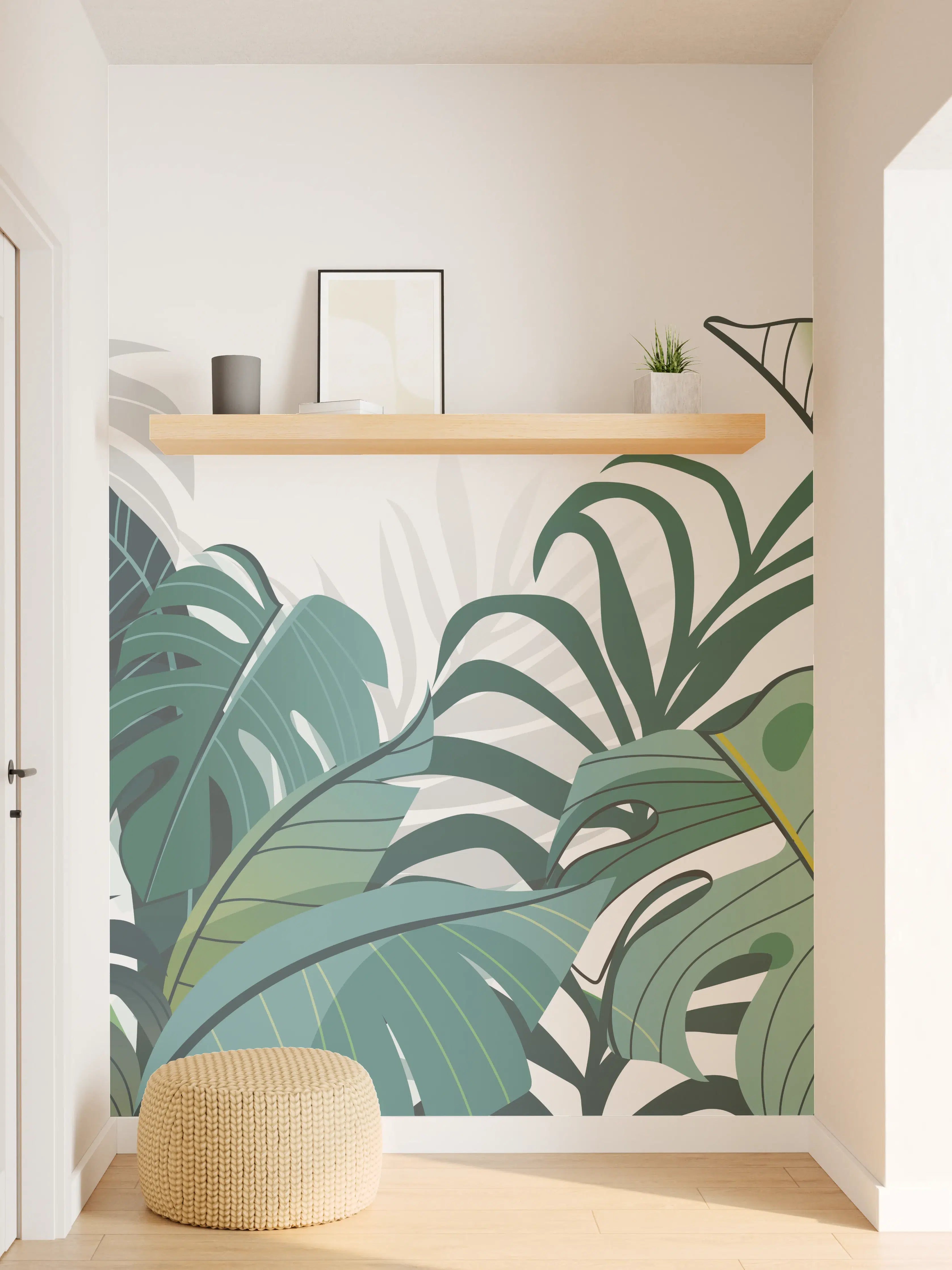 Wandverkleidung Flur - Tropische Pflanzen Illustration