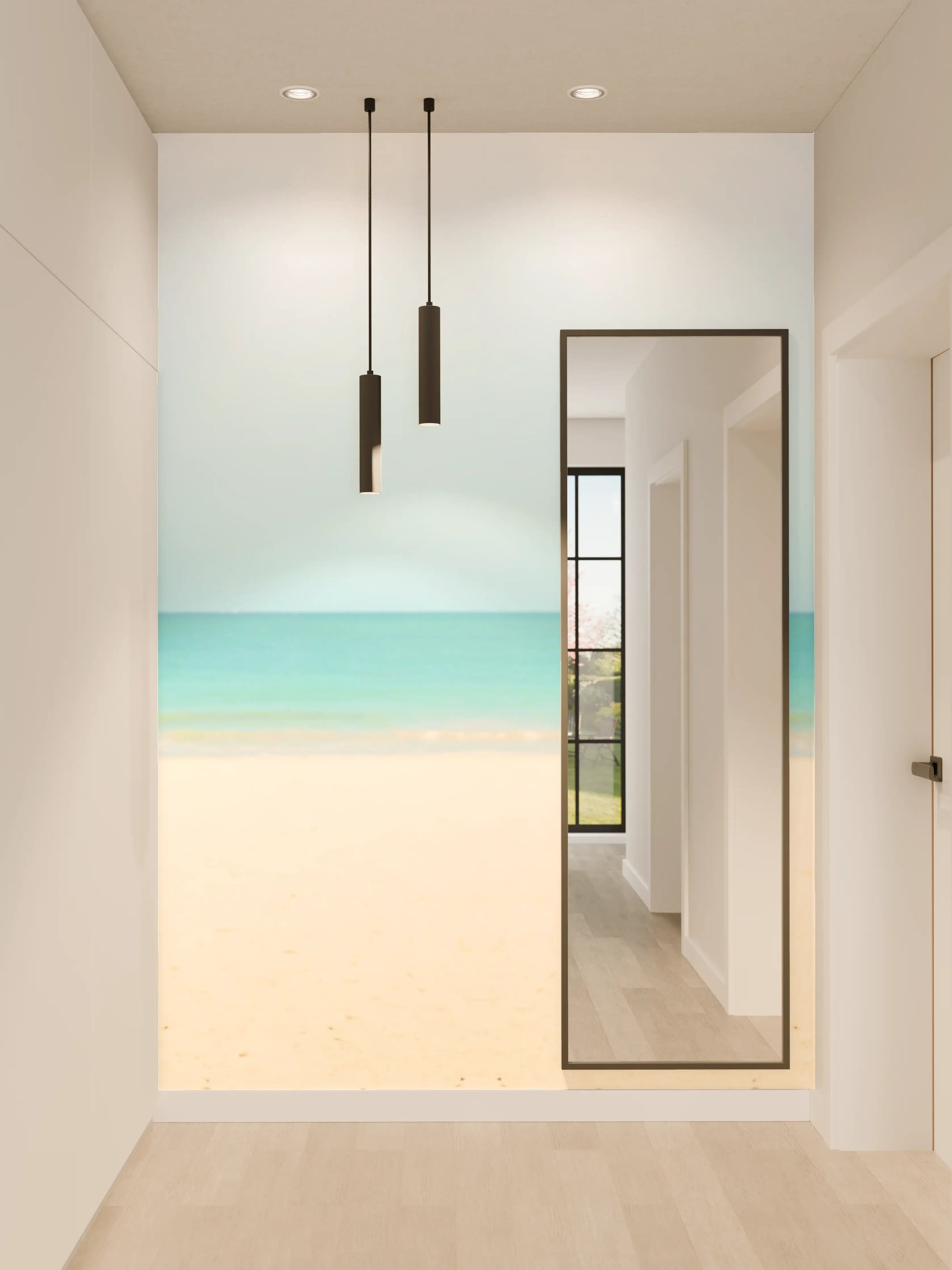Wandverkleidung Flur - Tropischer Strand mit Palmenansicht
