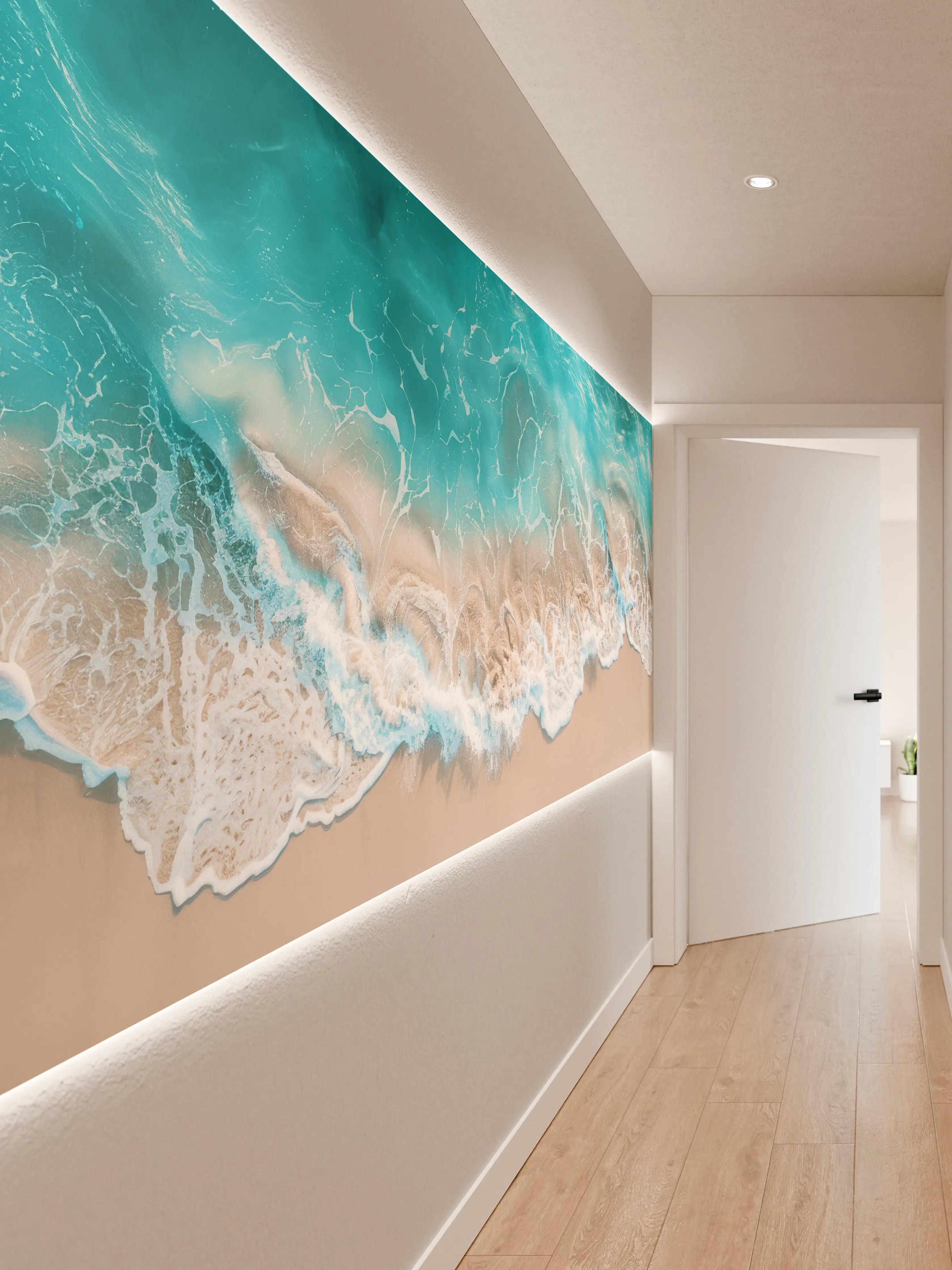 Wandverkleidung Flur - Tropischer Strand mit türkisfarbenem Wasser