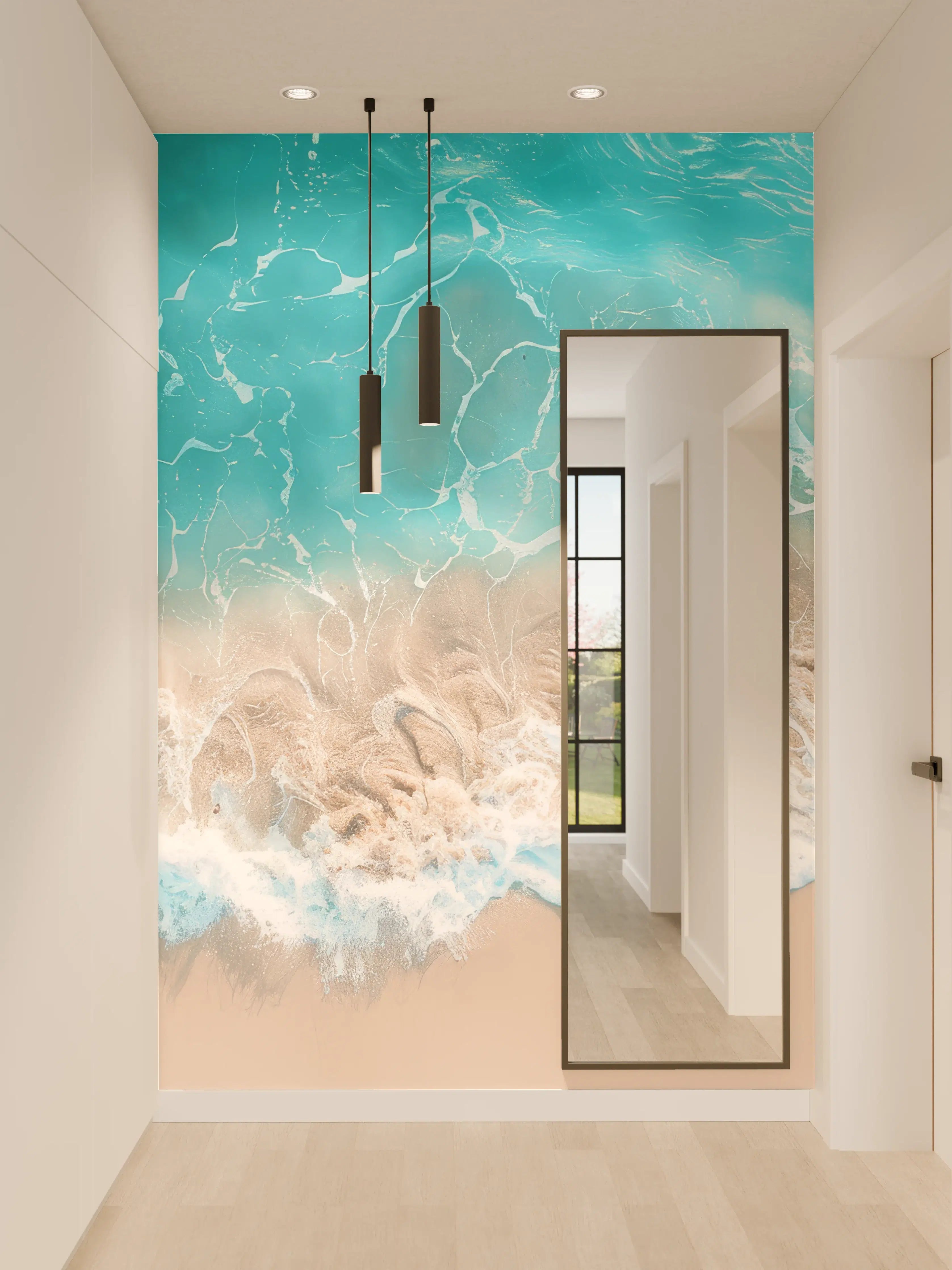 Wandverkleidung Flur - Tropischer Strand mit türkisfarbenem Wasser