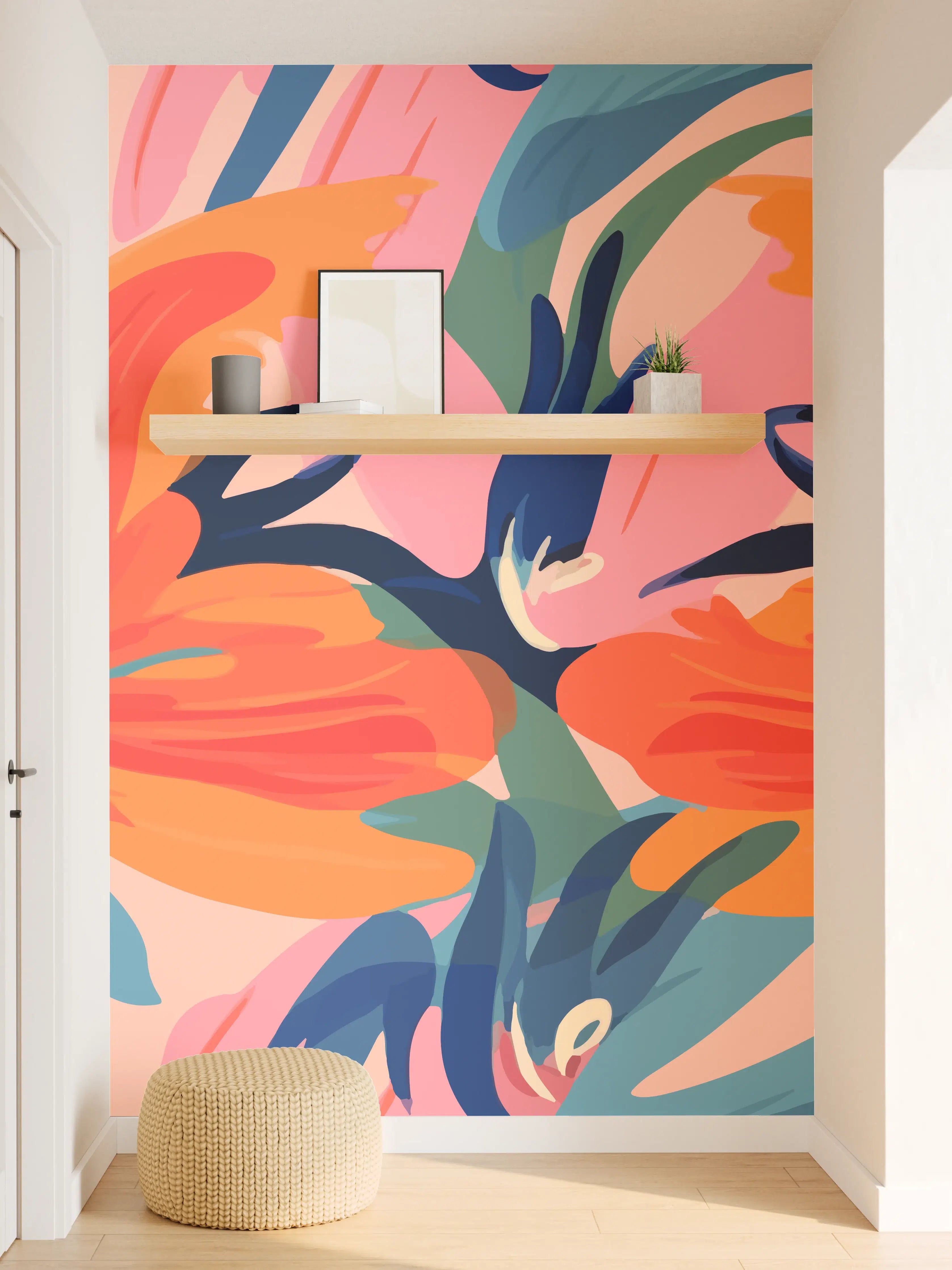 Wandverkleidung Flur - Tropisches Dämmerungs-Blumenmuster