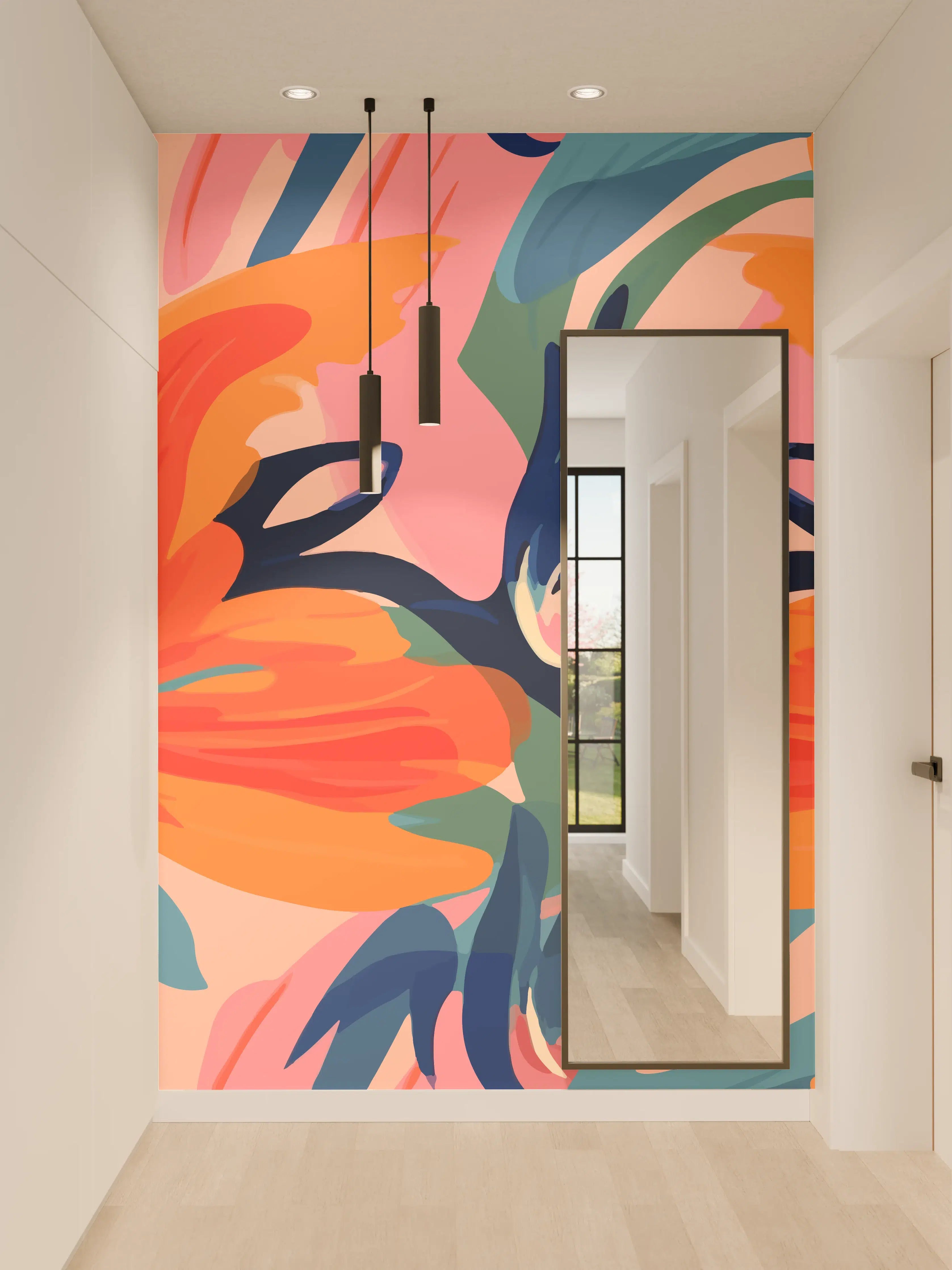 Wandverkleidung Flur - Tropisches Dämmerungs-Blumenmuster