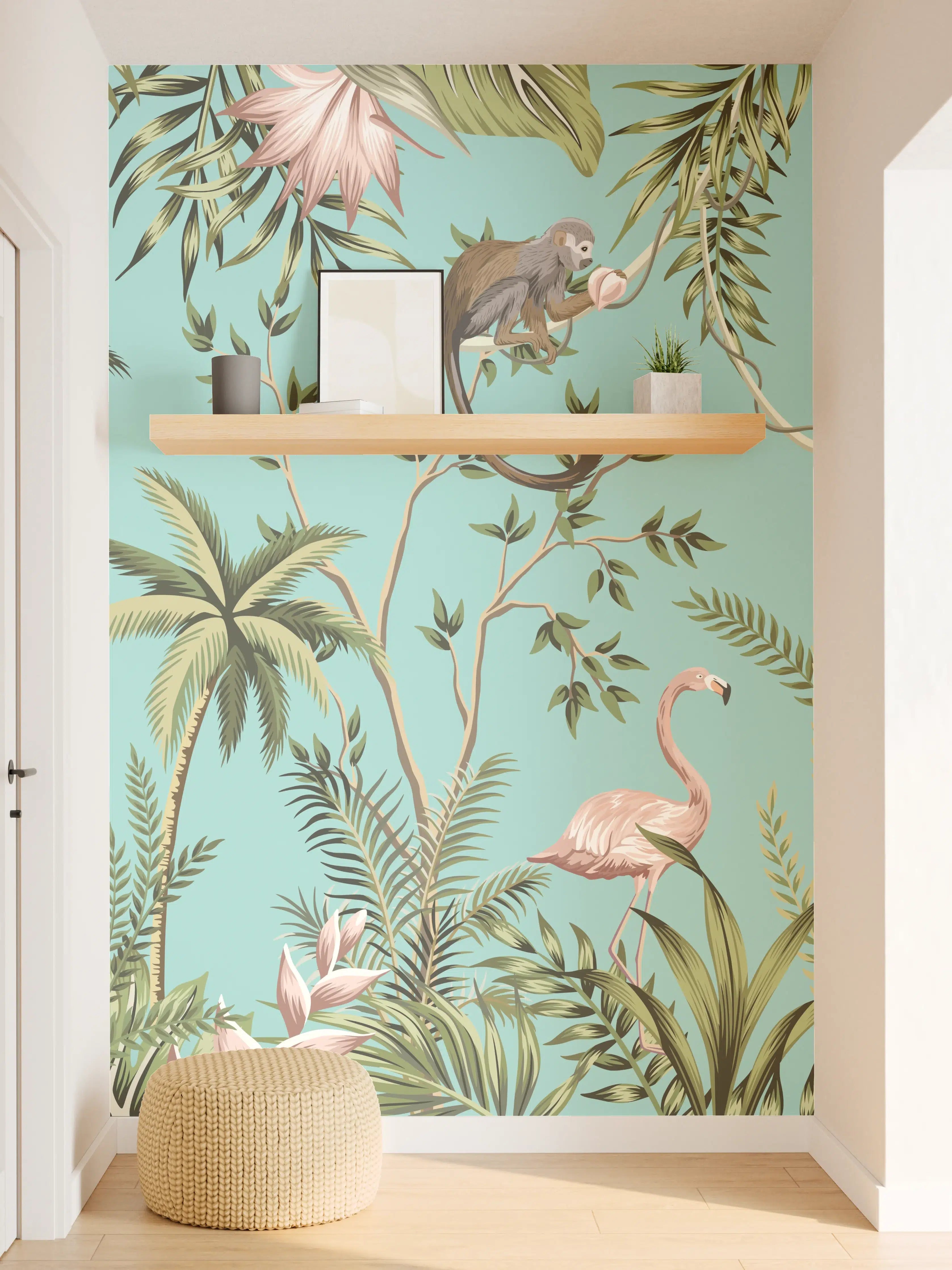 Wandverkleidung Flur - Tropisches Flair Stoffdesign