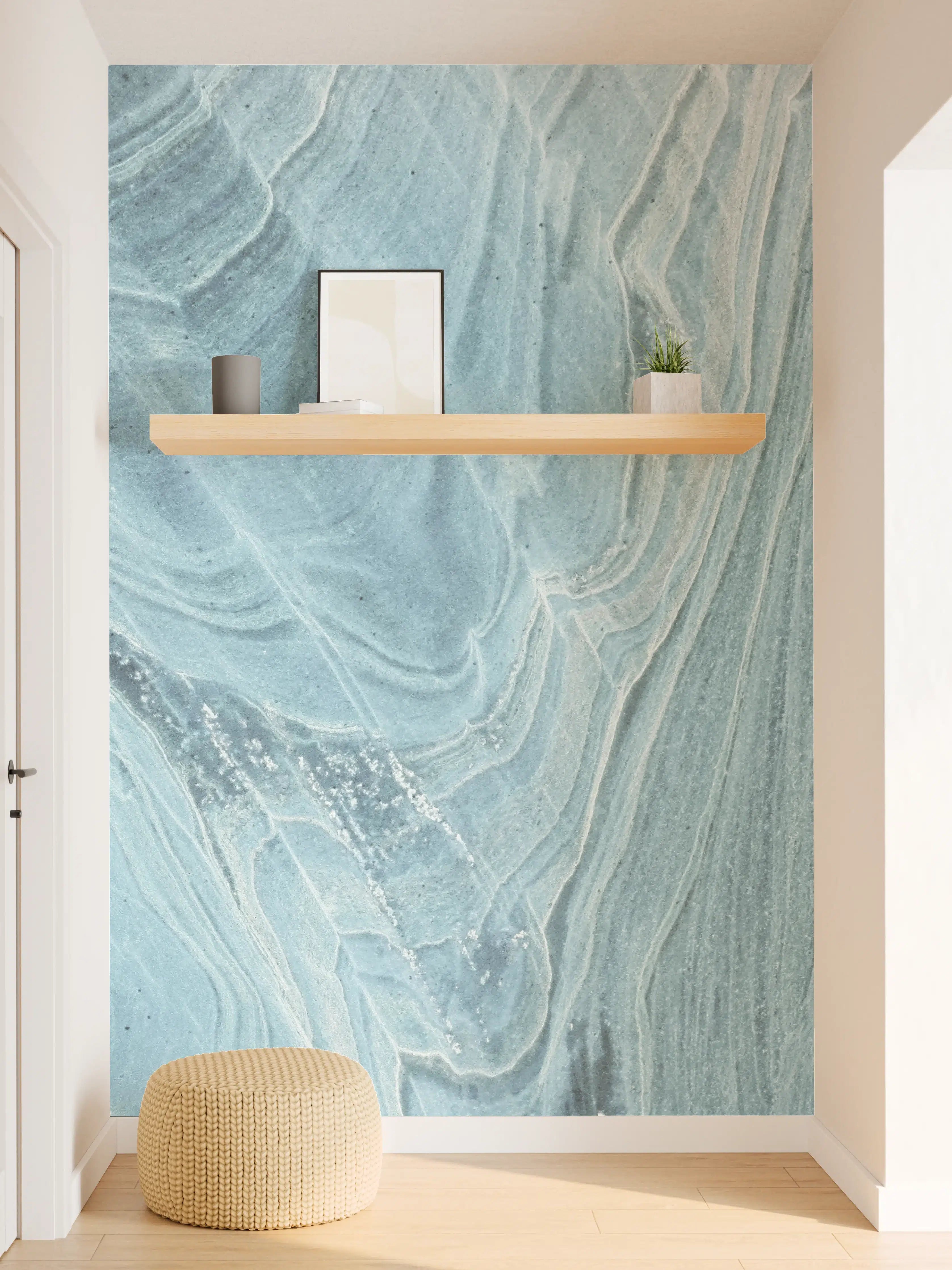Wandverkleidung Flur - Türkis-Weißer Marmor