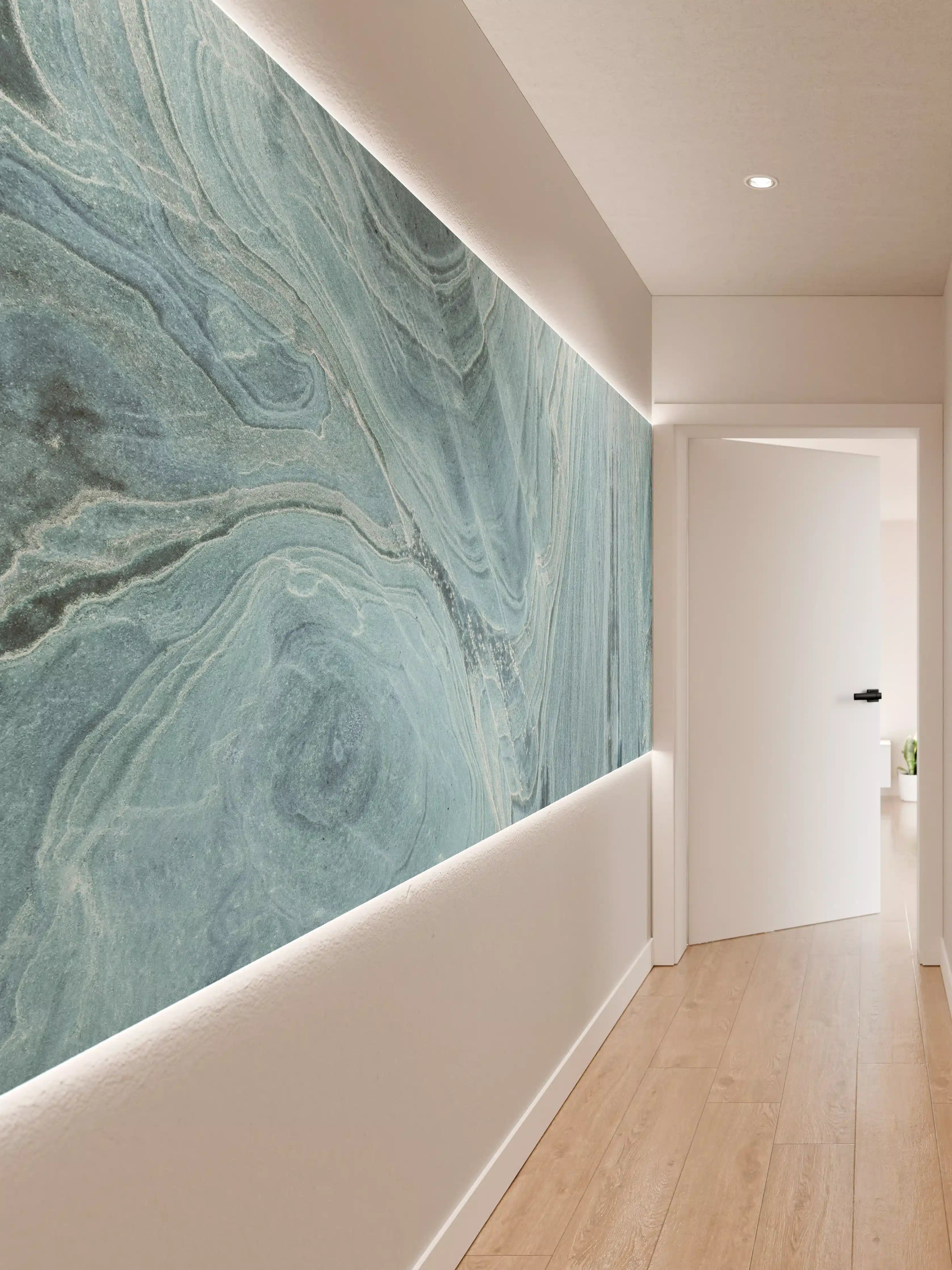 Wandverkleidung Flur - Türkis-Weißer Marmor