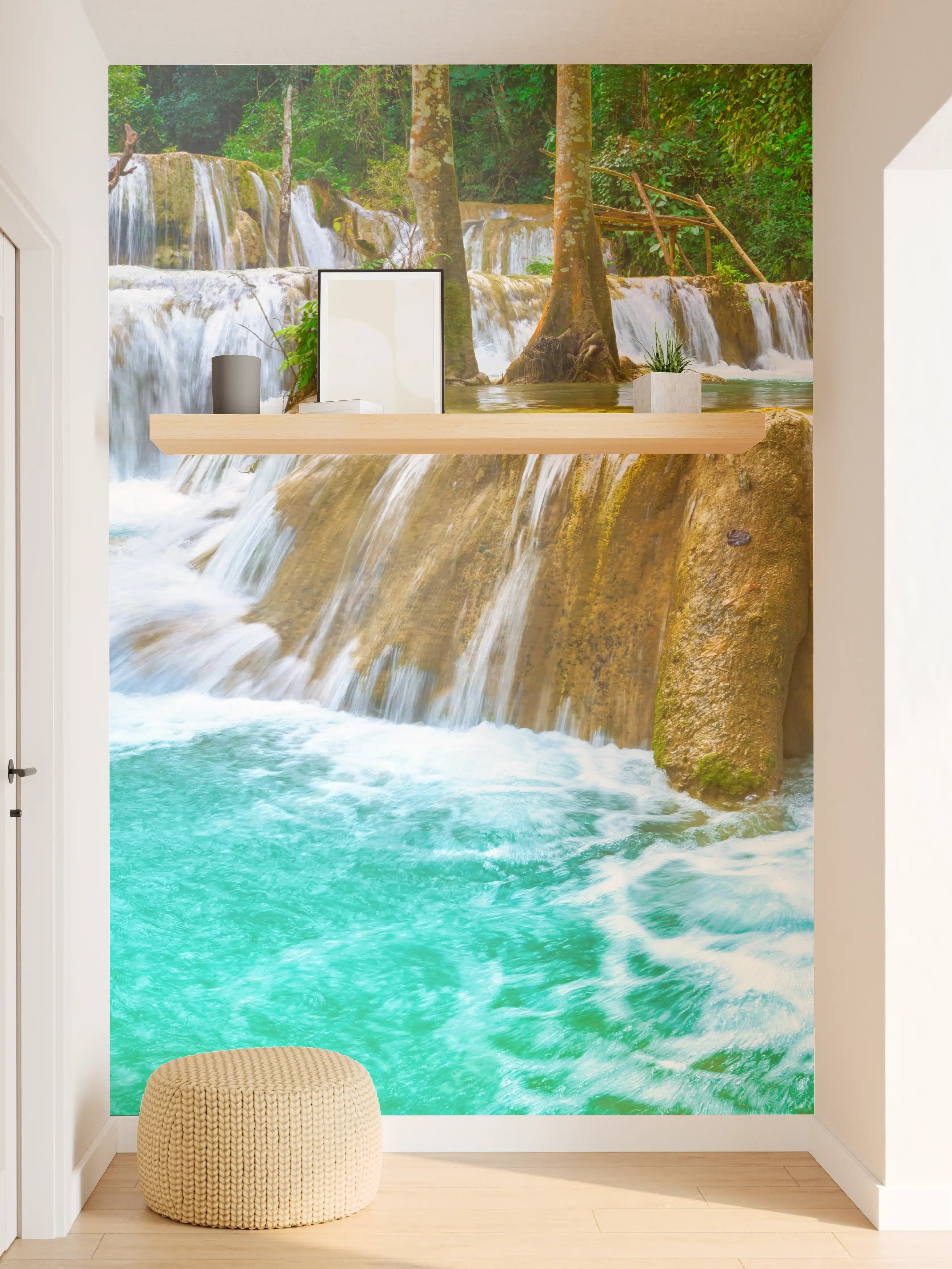 Wandverkleidung Flur - Türkisgrüner Stufen-Wasserfall