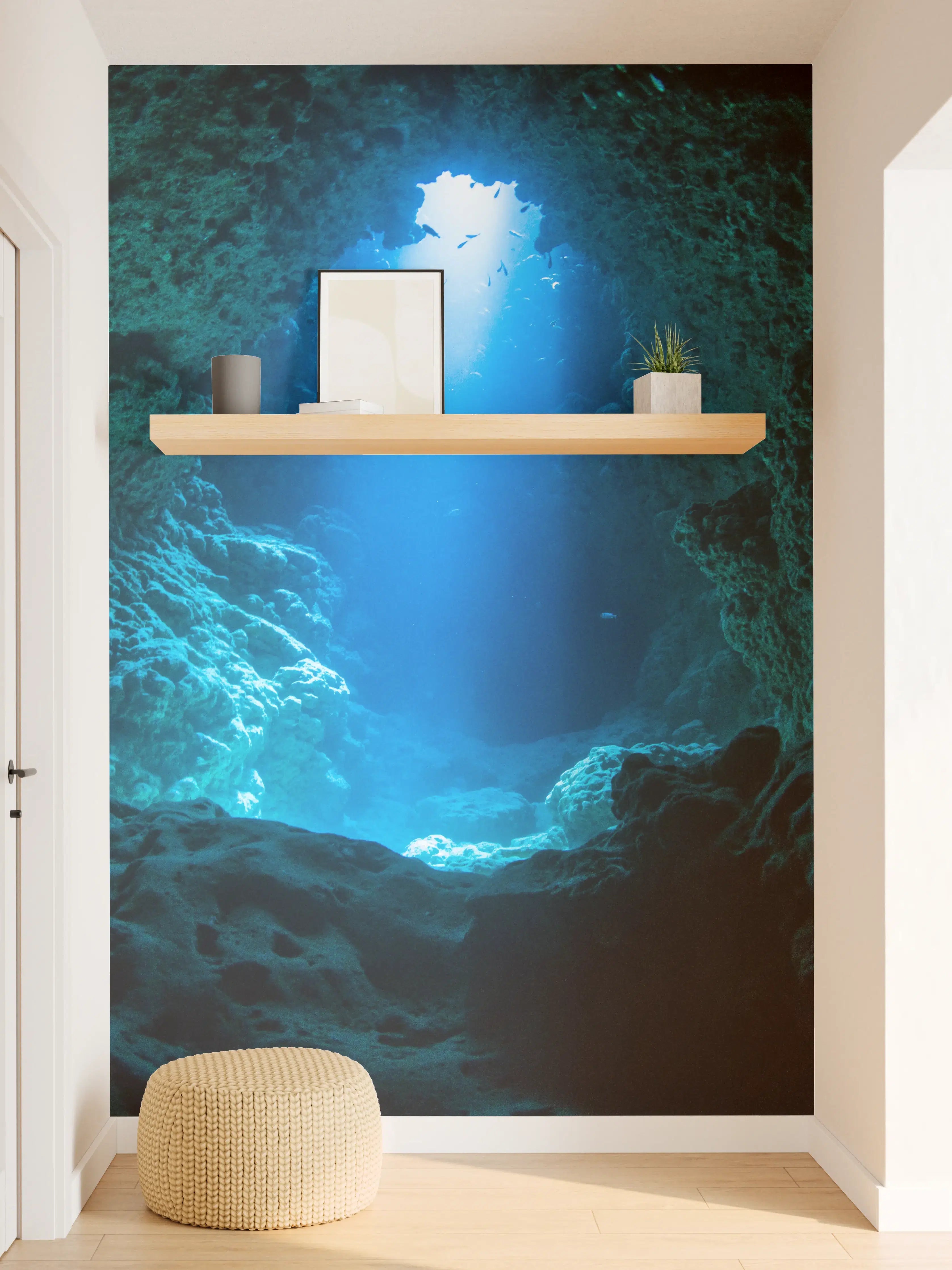 Wandverkleidung Flur - Unterwasserhöhle mit Sonnenstrahllicht