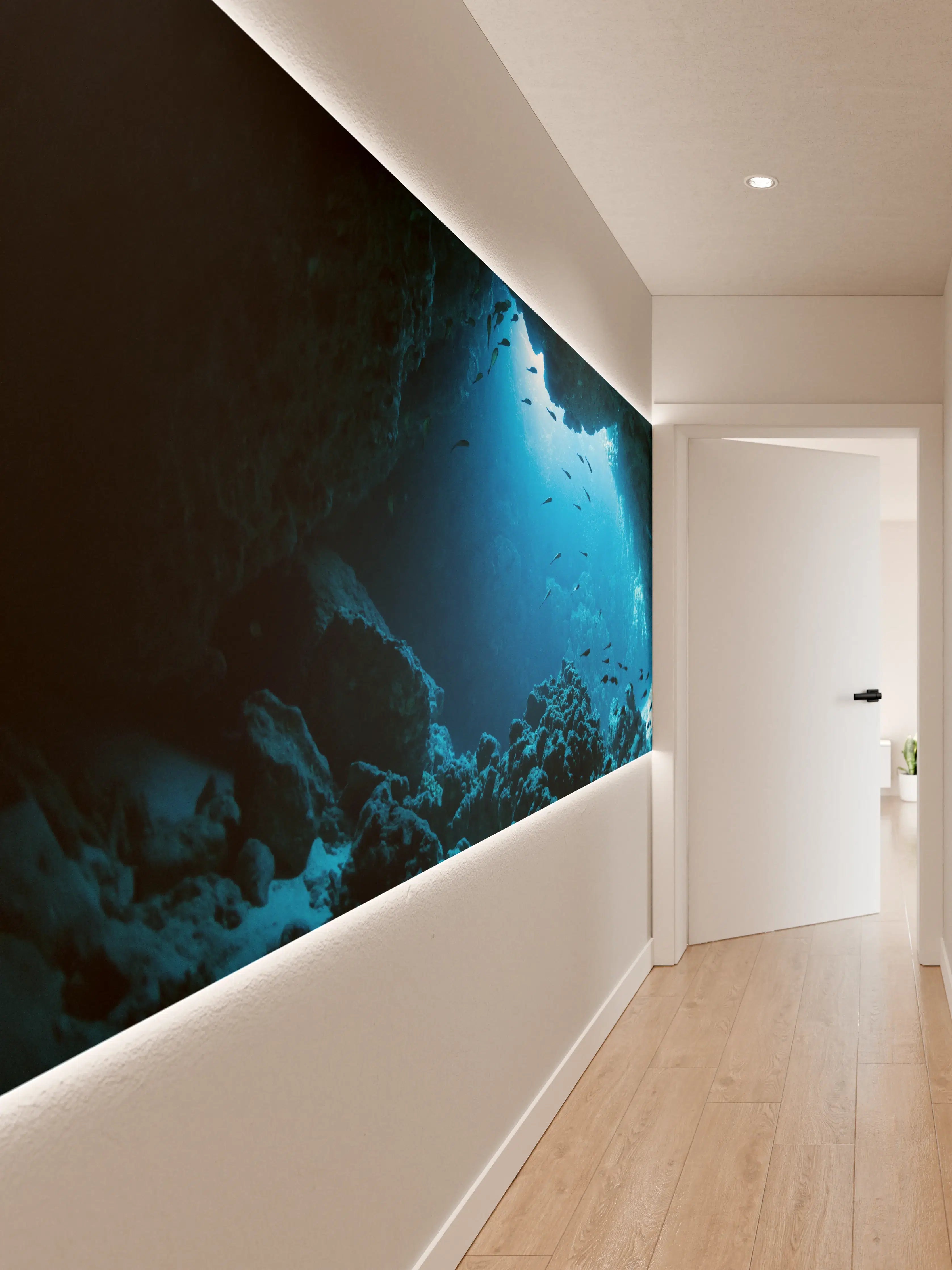 Wandverkleidung Flur - Unterwasserhöhle mit faszinierendem Meeresleben