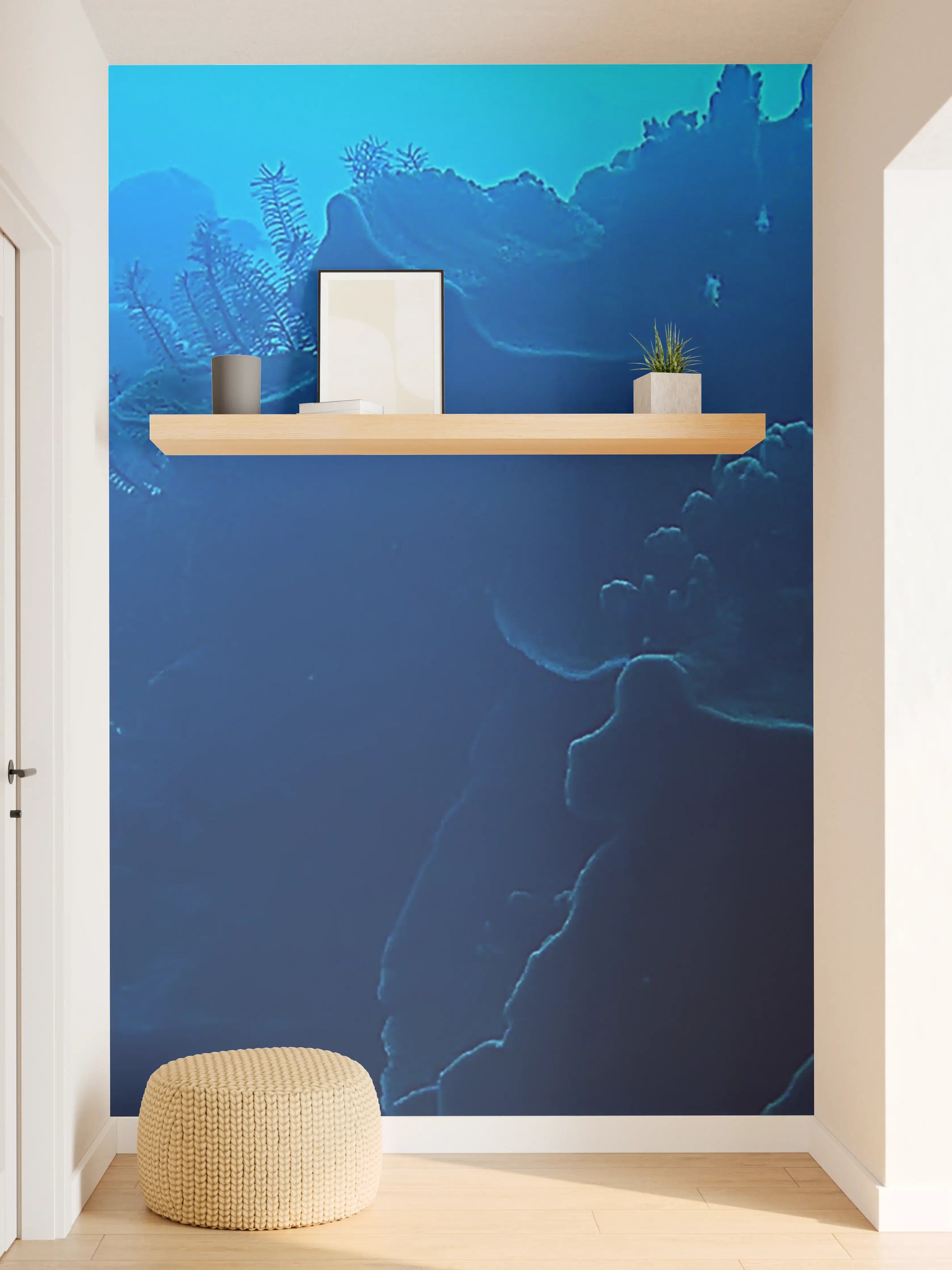 Wandverkleidung Flur - Unterwasserwelt in dunklen Blautönen