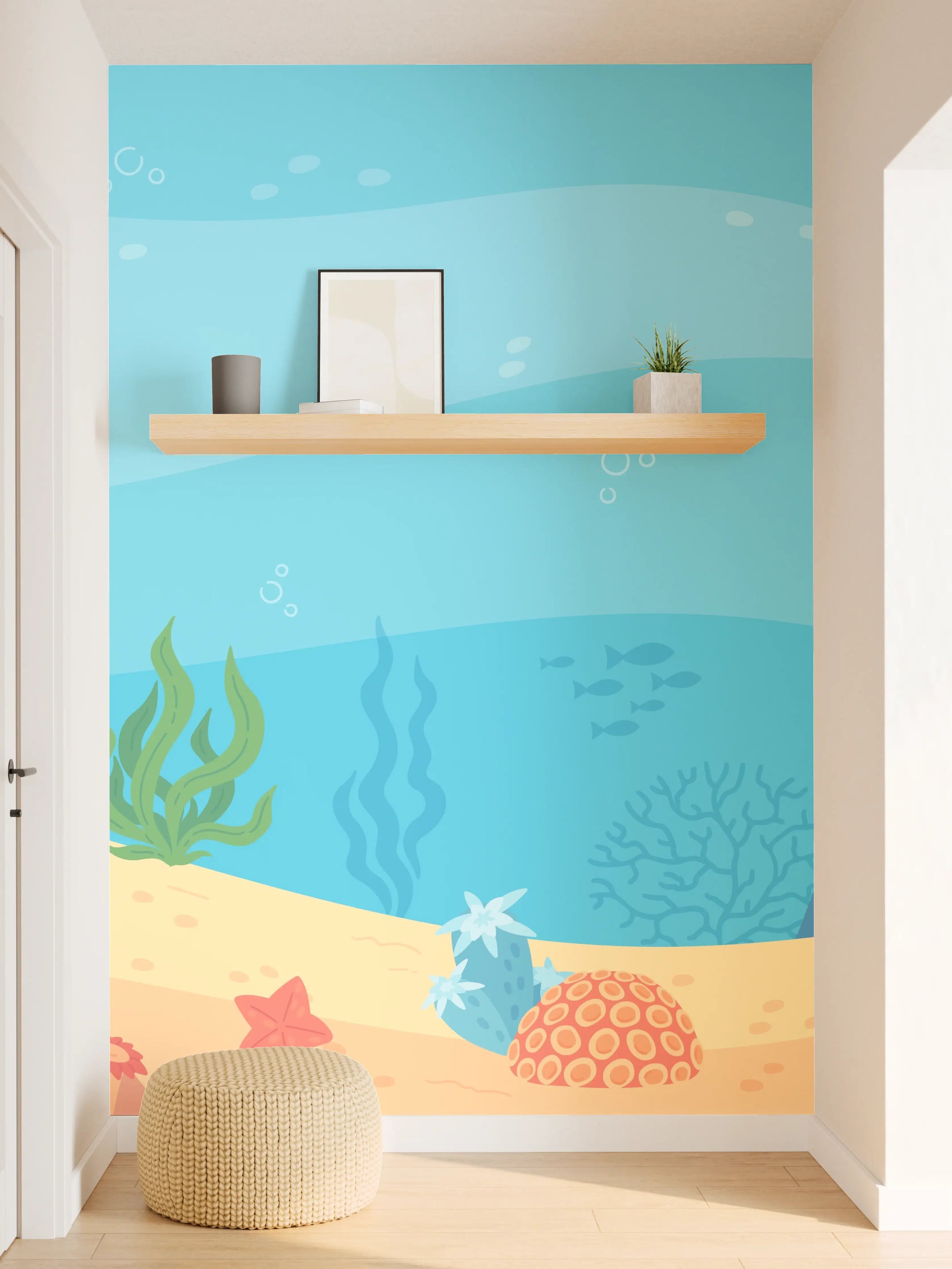 Wandverkleidung Flur - Unterwasserwelt mit bunten Korallen