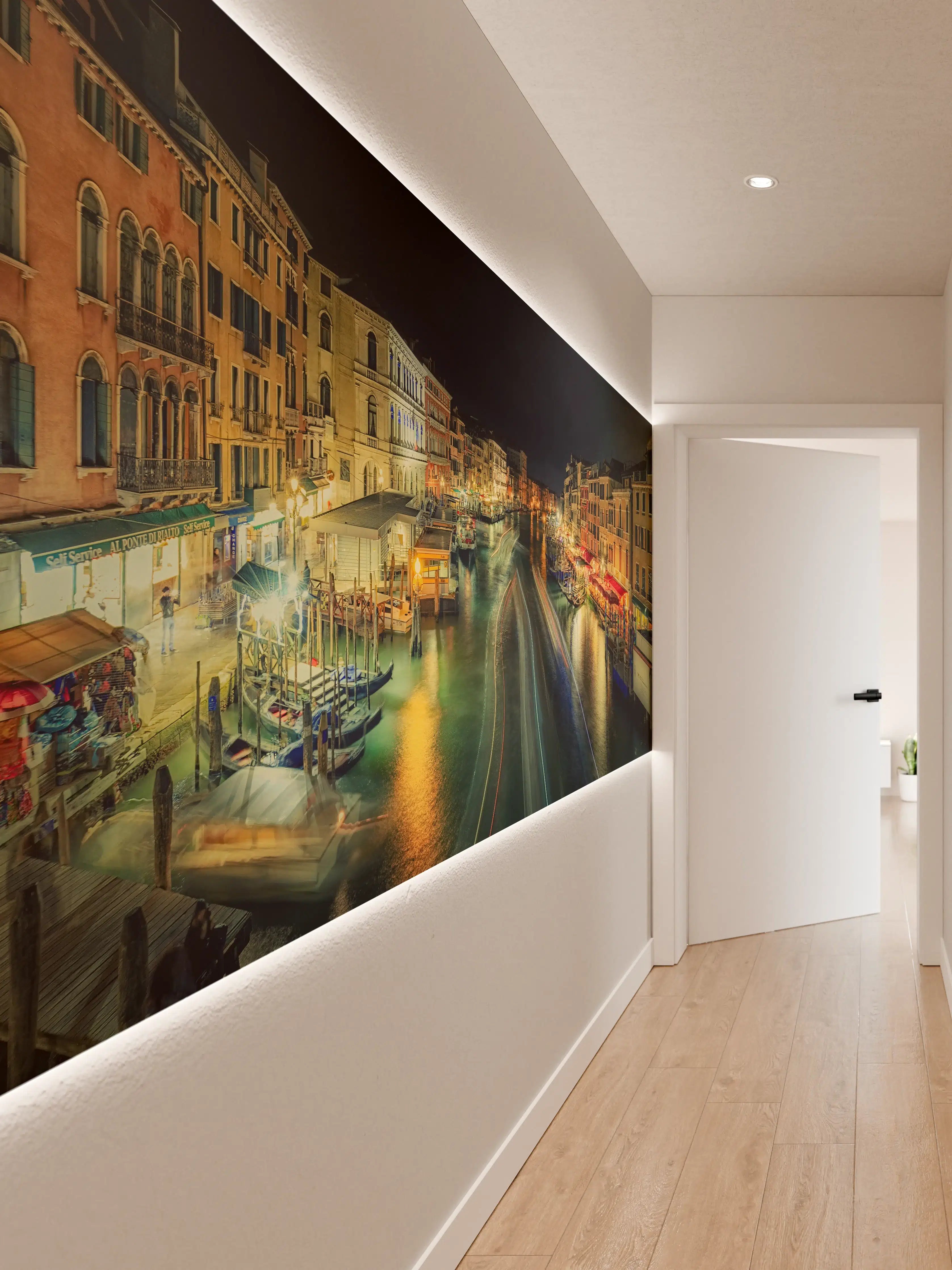 Wandverkleidung Flur - Venedig bei Nacht: Romantische Wasserstadt