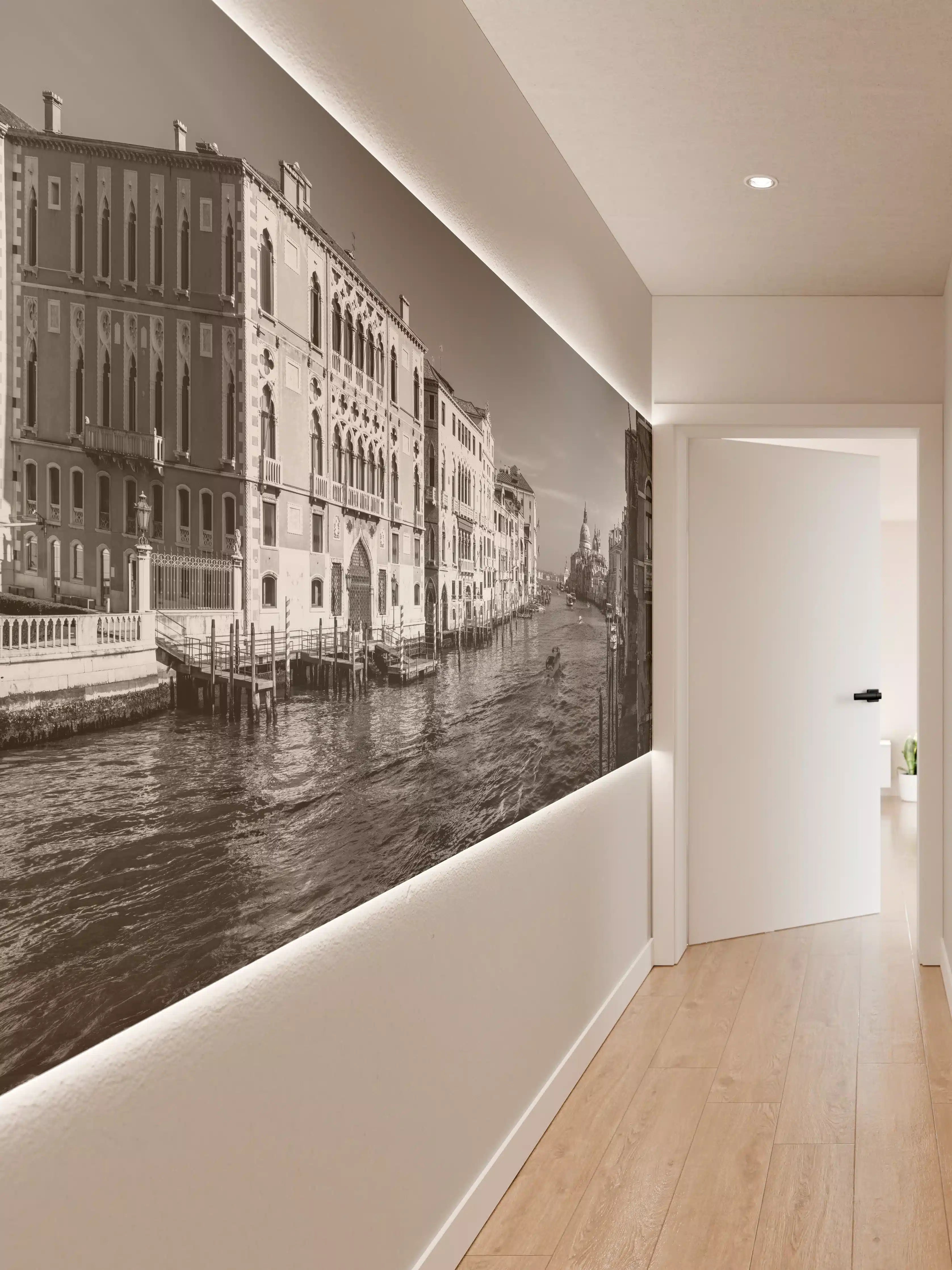 Wandverkleidung Flur - Venedig in Schwarz und Weiß
