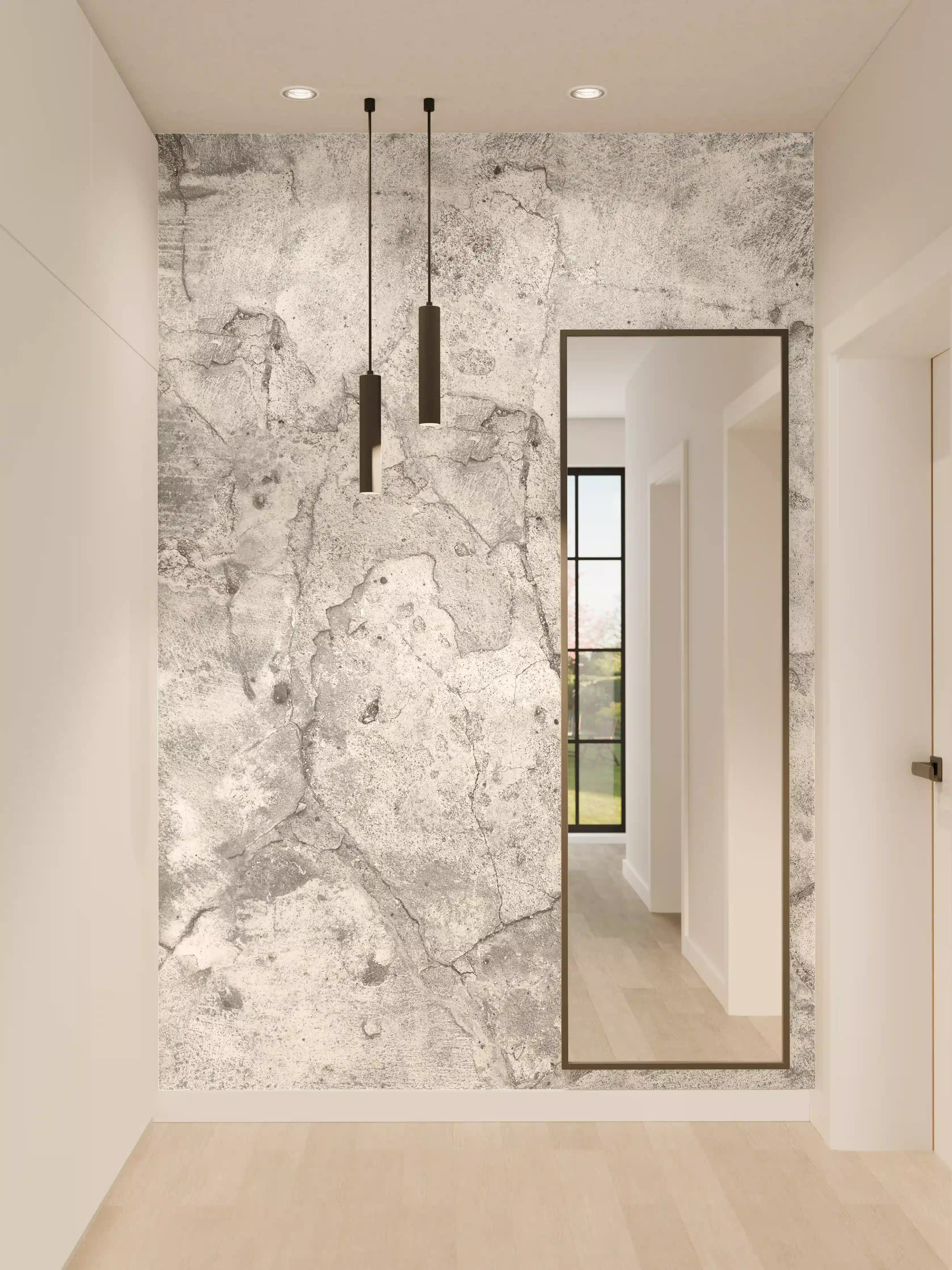 Wandverkleidung Flur - Veraltete hellgraue Betonwand