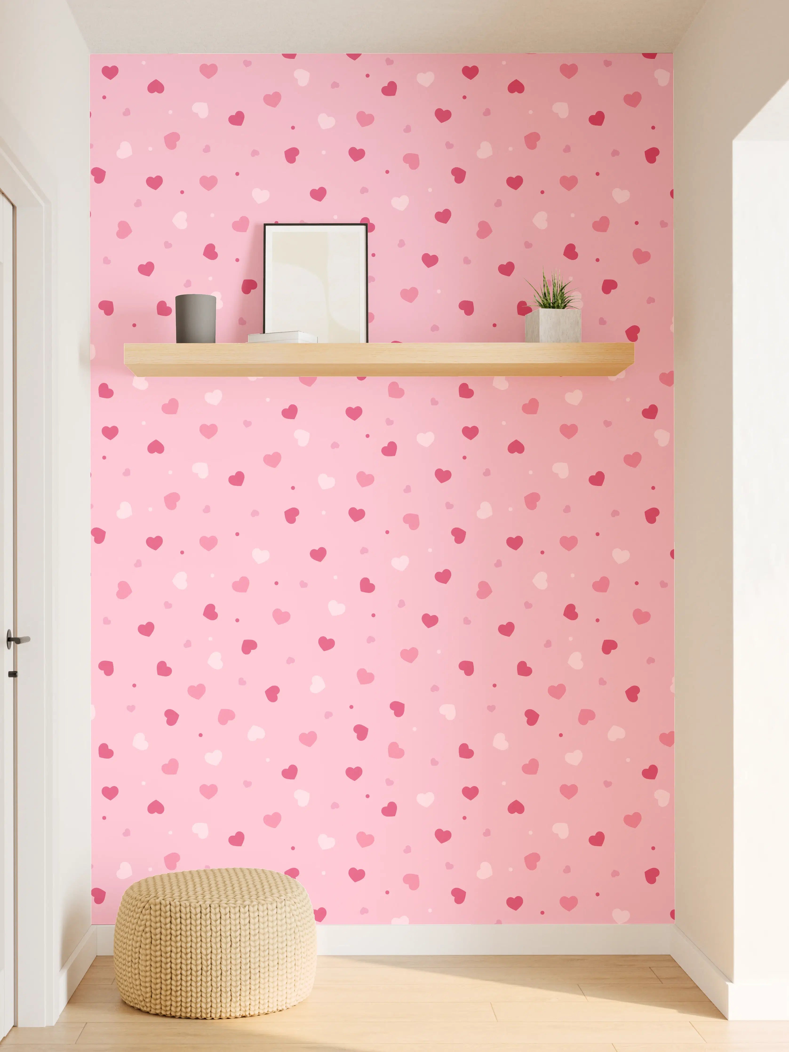Wandverkleidung Flur - Verspieltes Herzmuster in Rosa