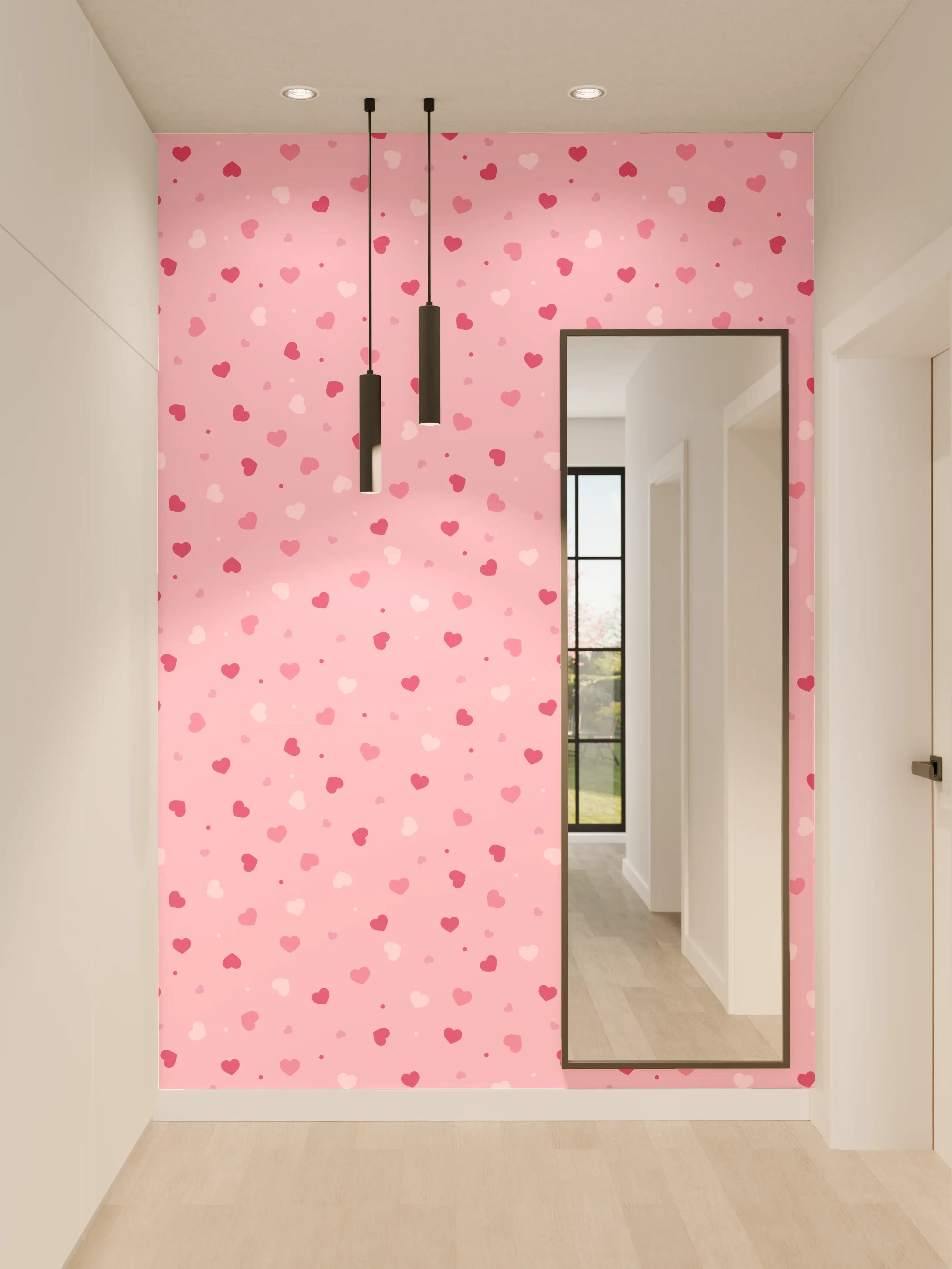 Wandverkleidung Flur - Verspieltes Herzmuster in Rosa