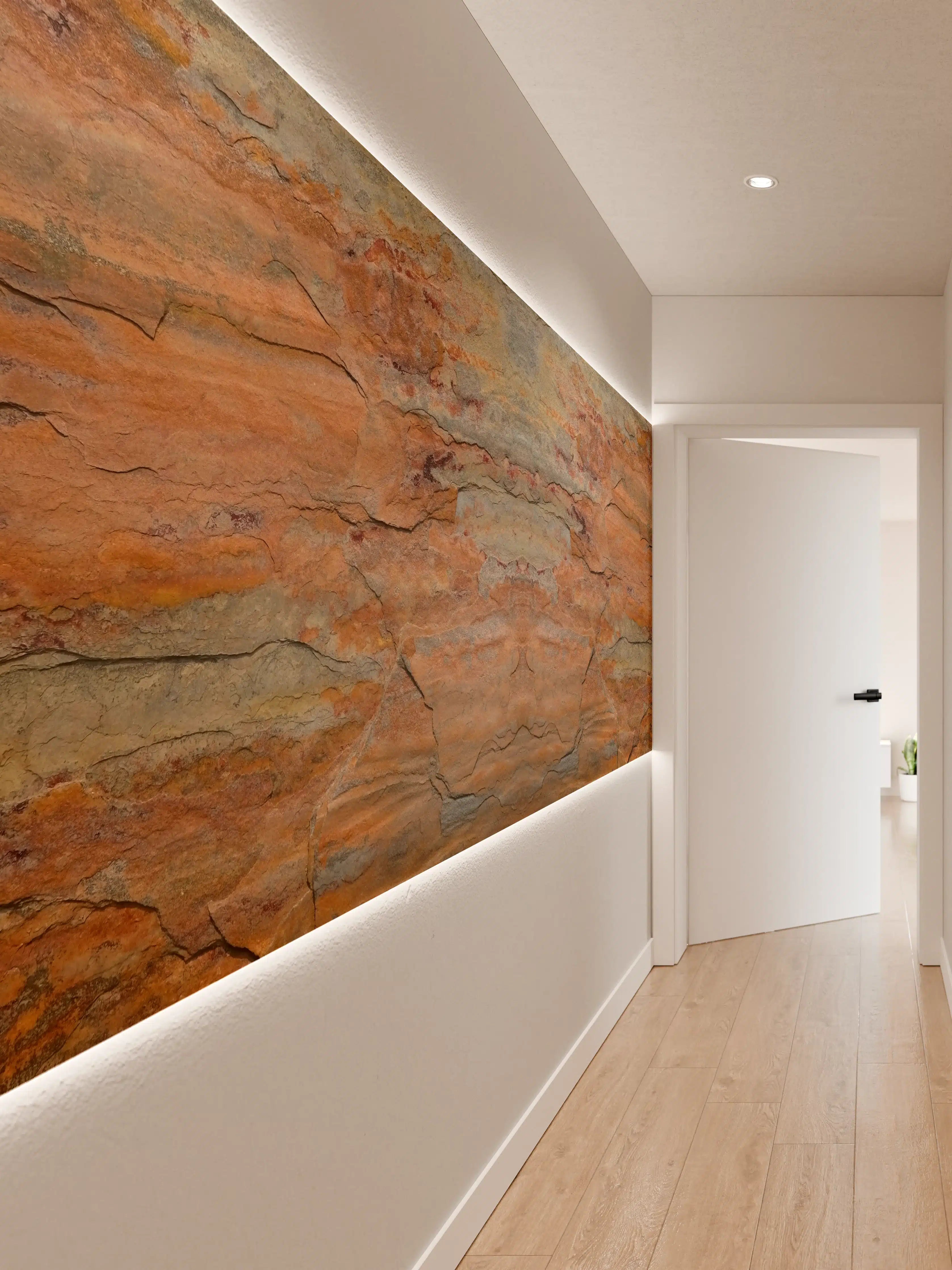 Wandverkleidung Flur - Verwitterte Steinwand in Panorama-Ansicht
