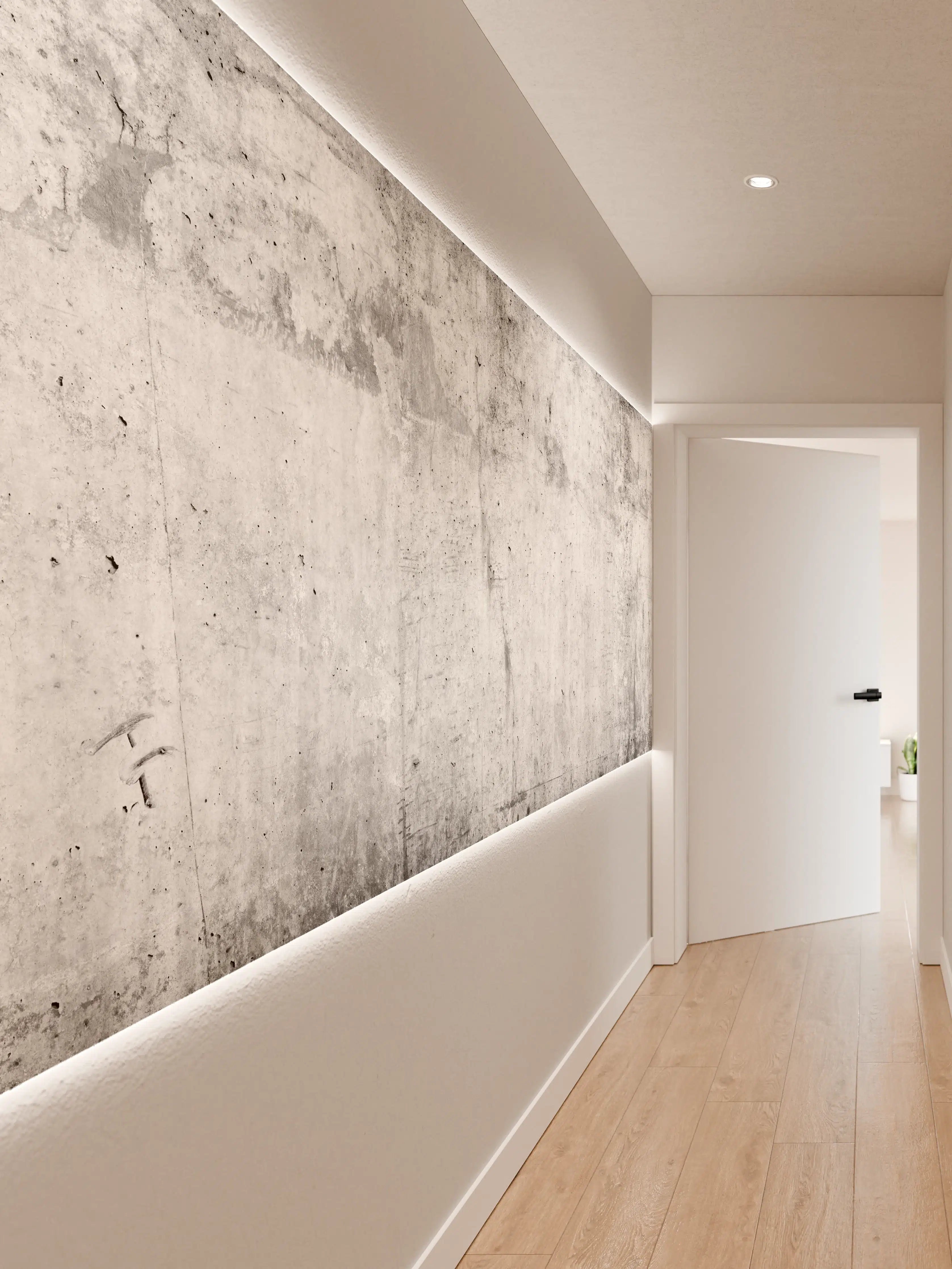 Wandverkleidung Flur - Verwitterte weiße Betonwandtextur