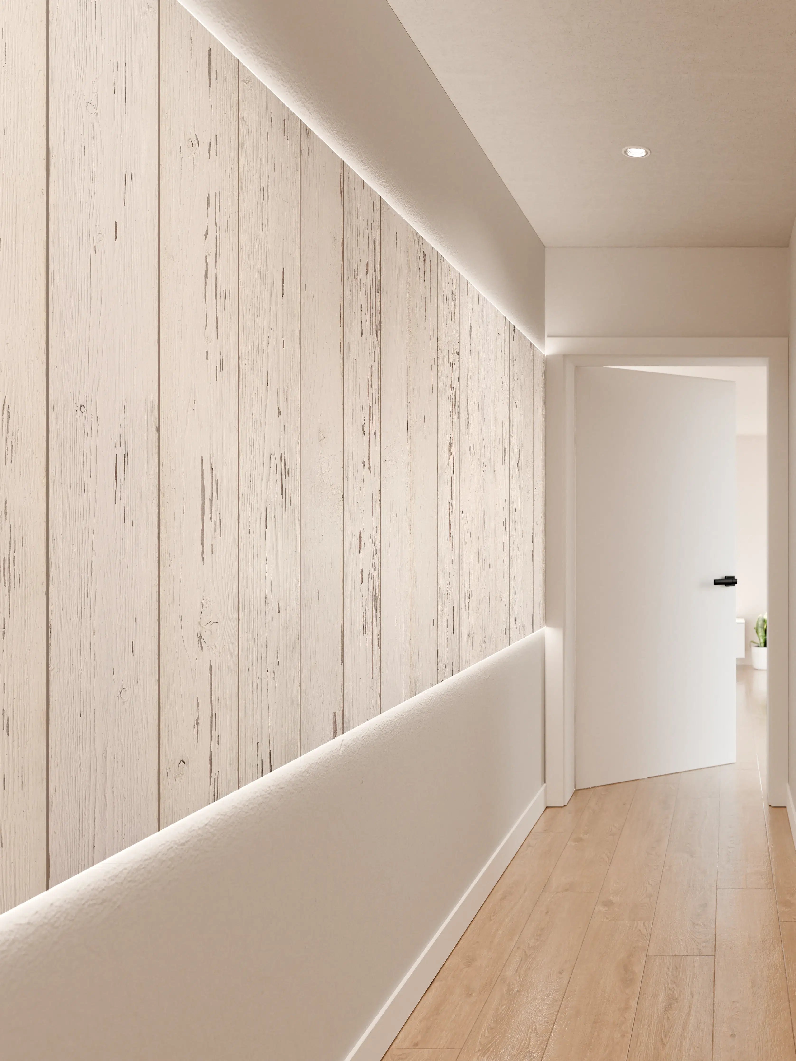 Wandverkleidung Flur - Verwitterte weiße Holzdielen