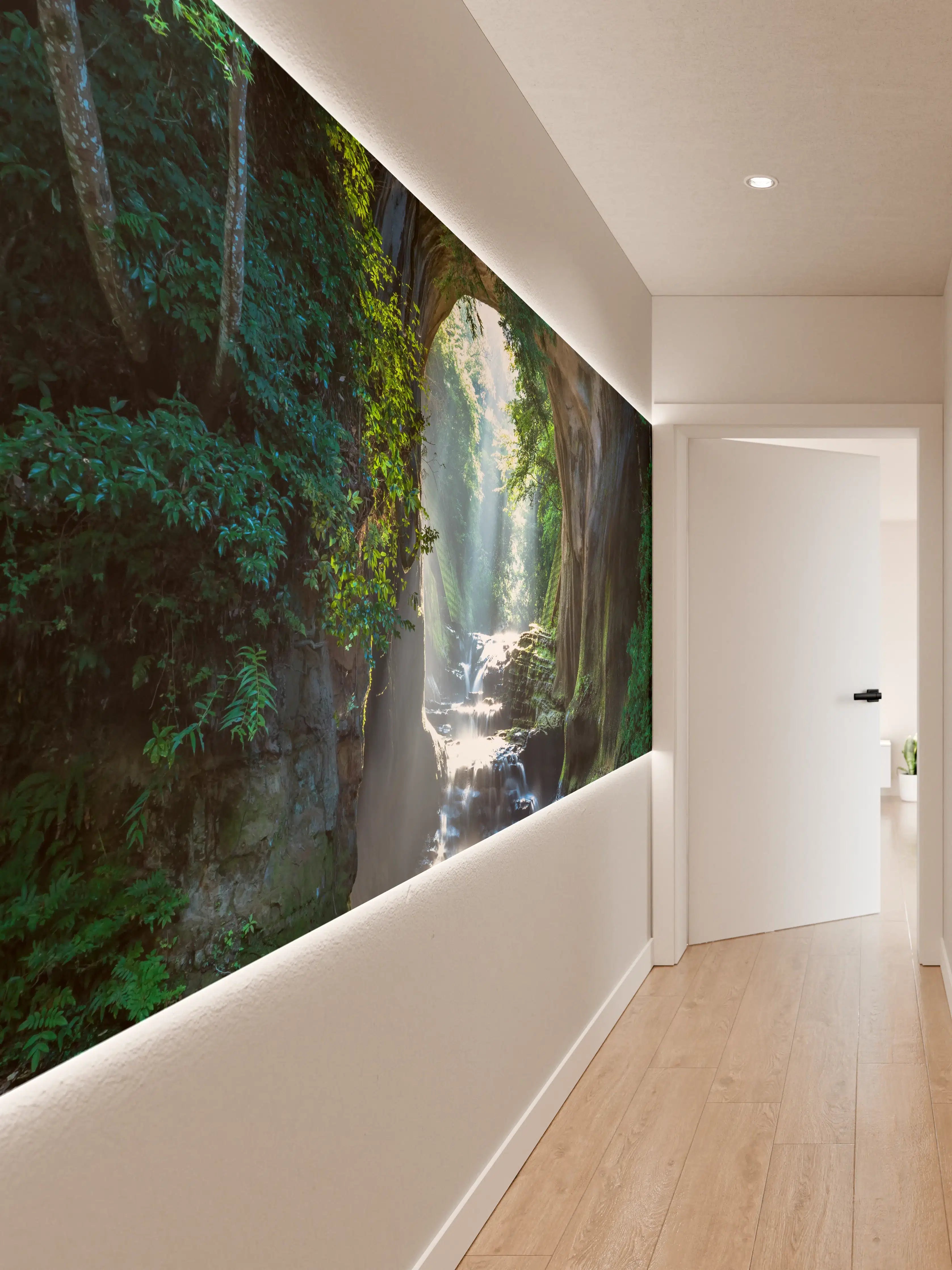 Wandverkleidung Flur - Verzauberte Naturkulisse mit Wasser und Felsen