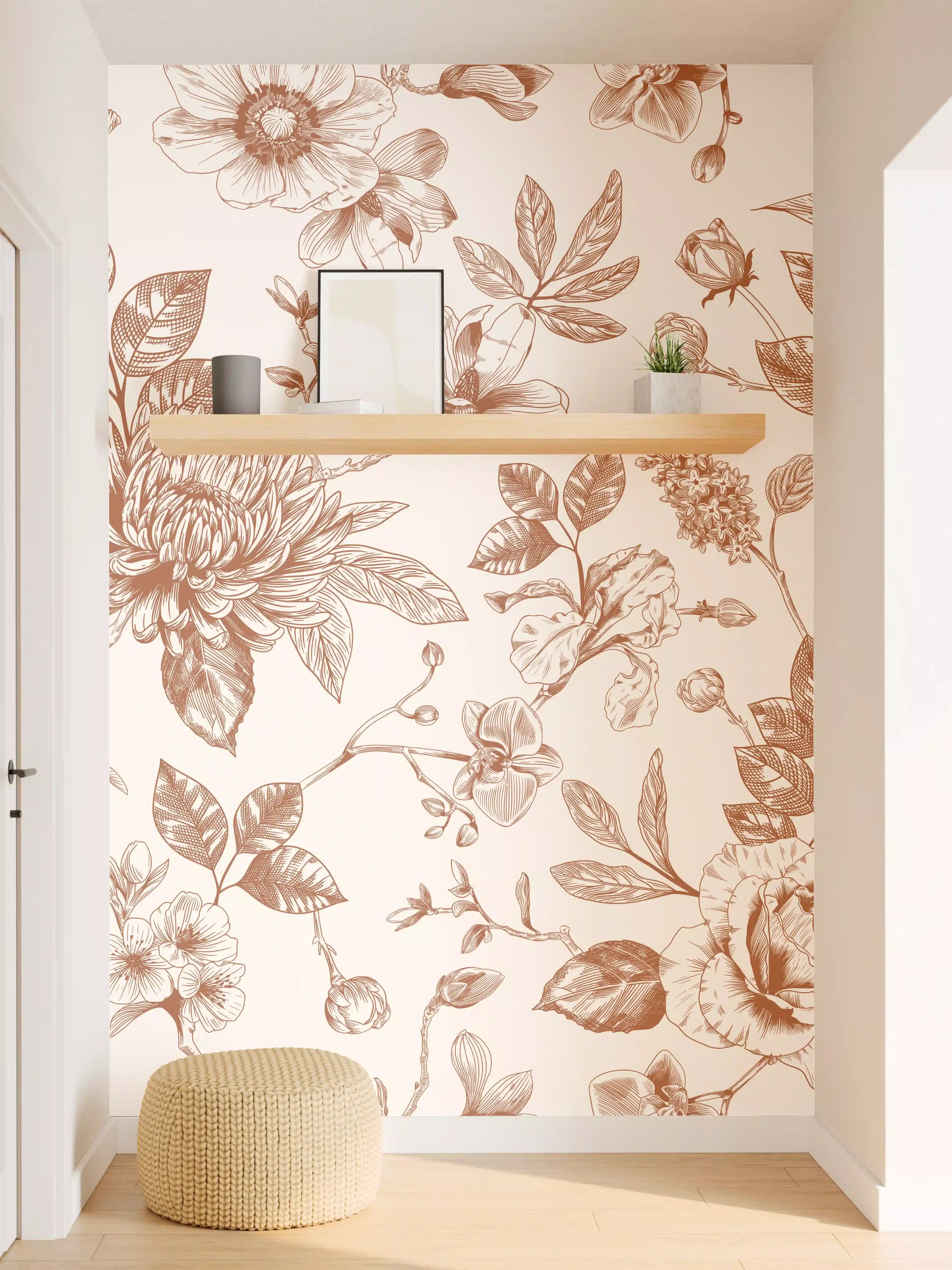 Wandverkleidung Flur - Vintage Bloom Amber Blumenmuster