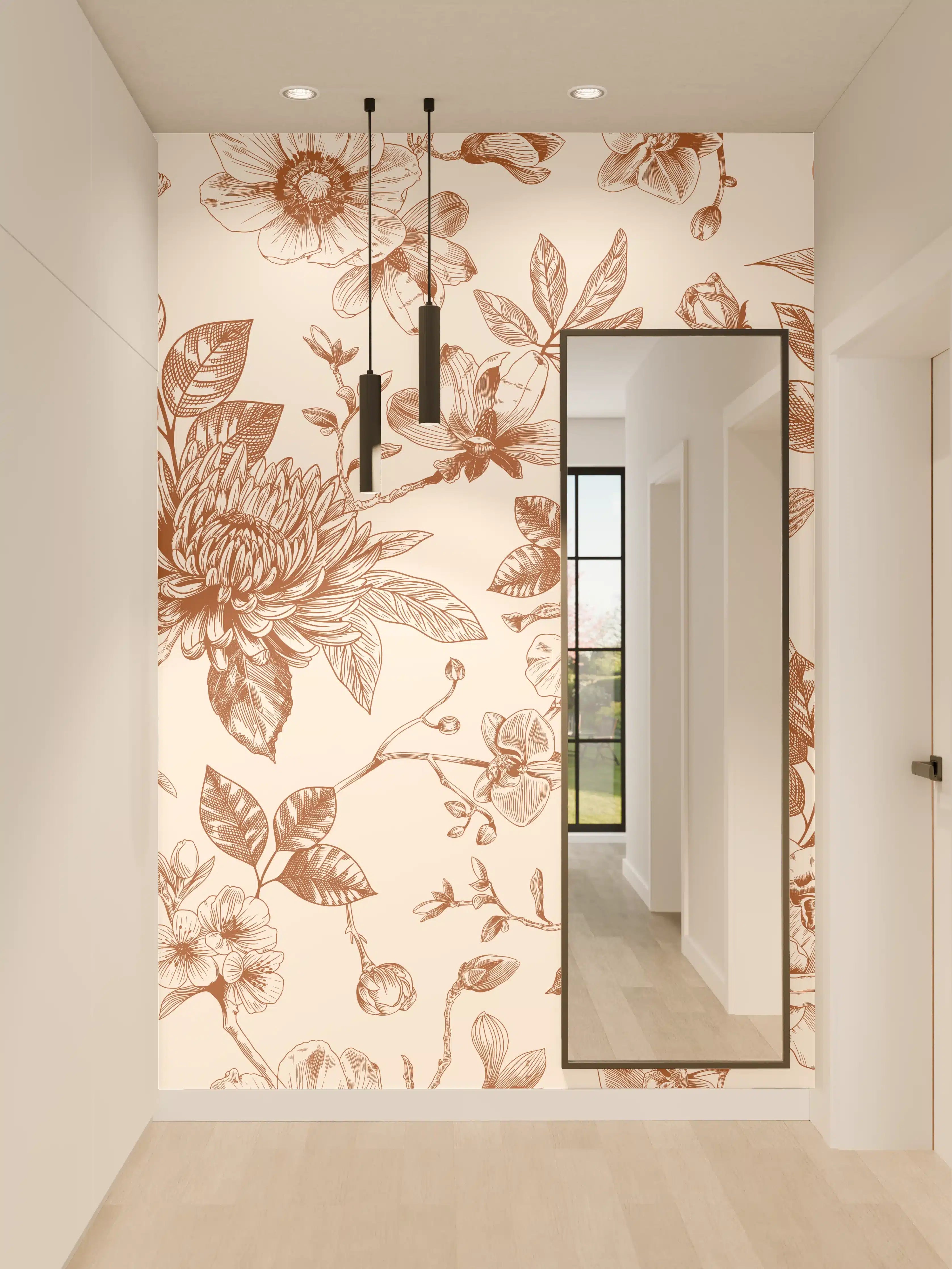 Wandverkleidung Flur - Vintage Bloom Amber Blumenmuster